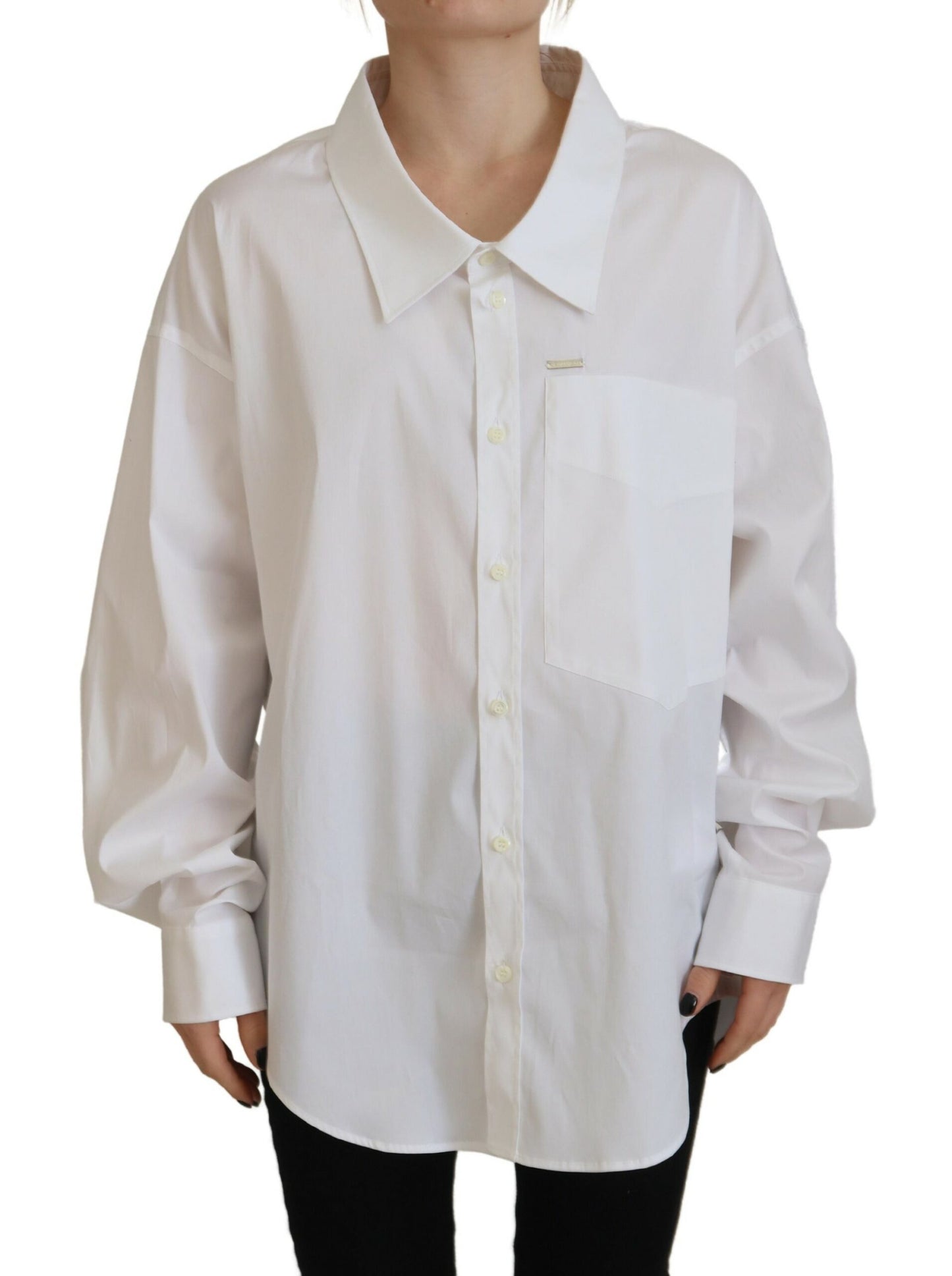 Dsquared² White Cotton Button Down Collared Dress Shirt Top IT38 | XS