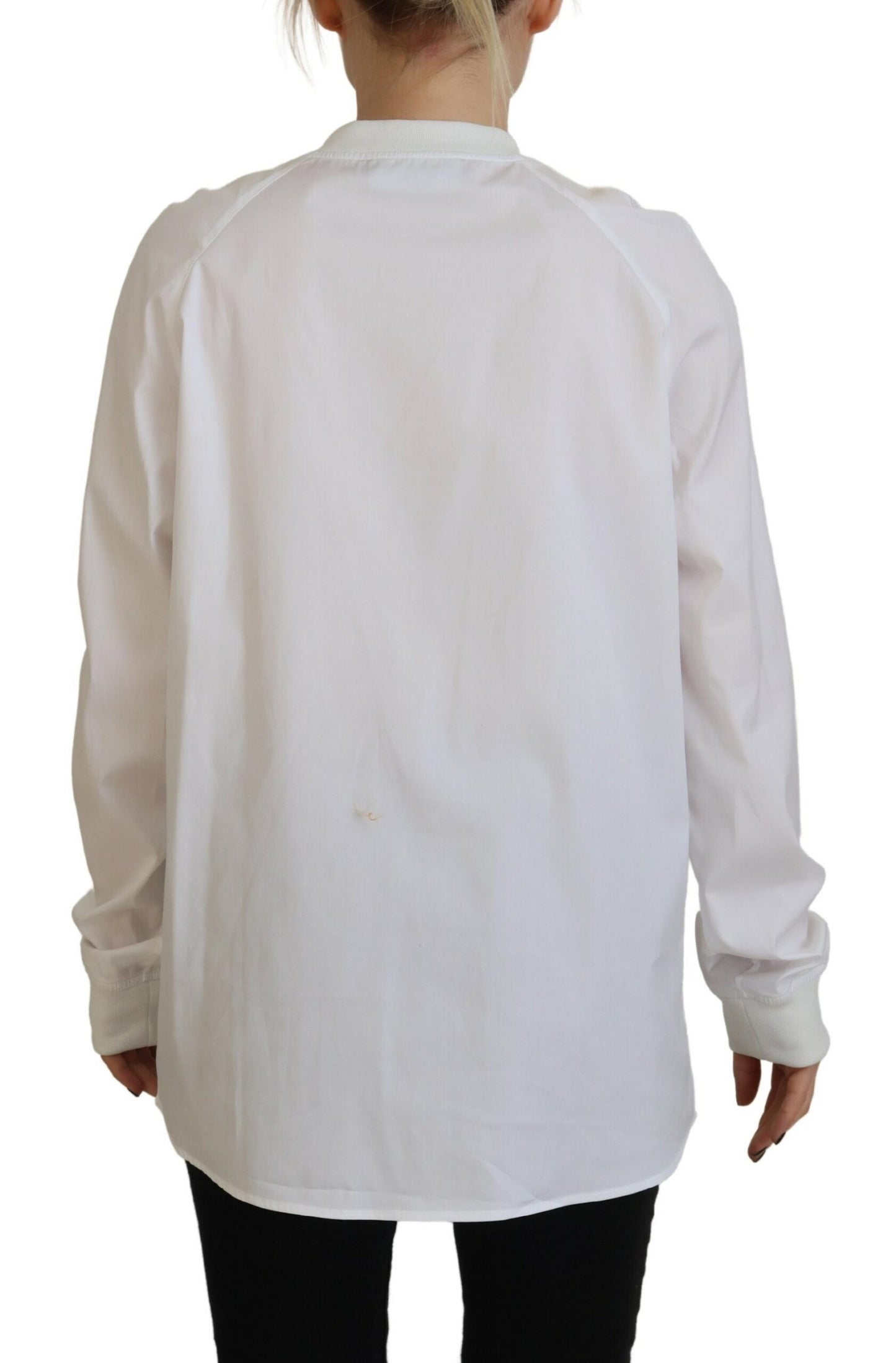 Dsquared² White Cotton Button Down Long Sleeves Crewneck Top IT38 | XS