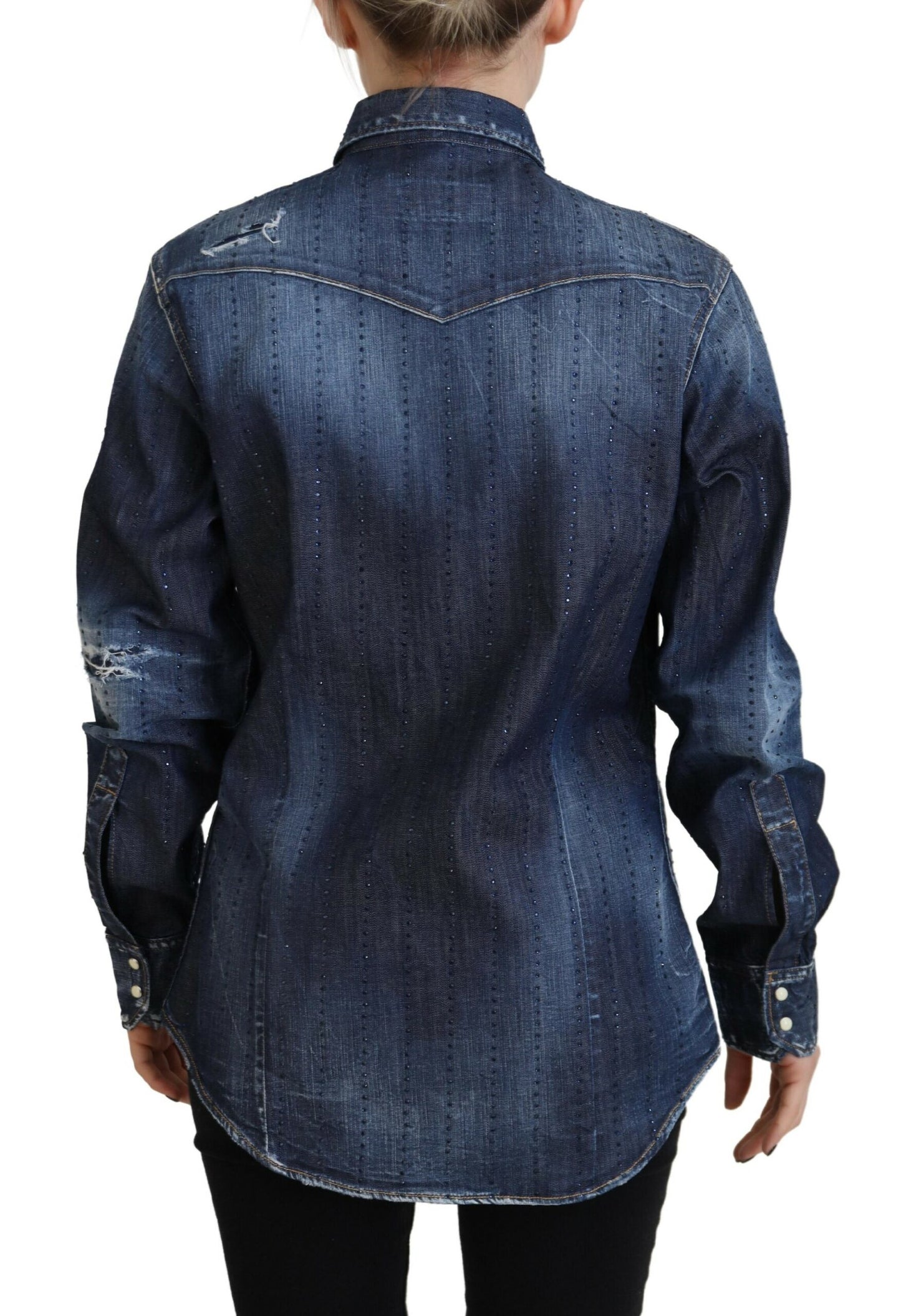 Dsquared² Blue Washed Cotton Button Down Collared Denim Top IT38 | XS