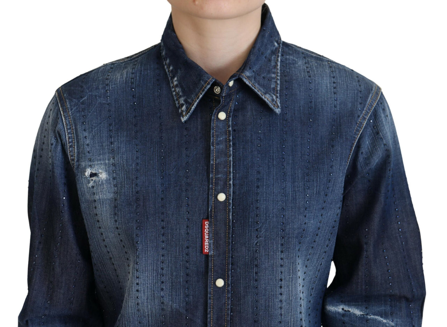 Dsquared² Blue Washed Cotton Button Down Collared Denim Top IT38 | XS