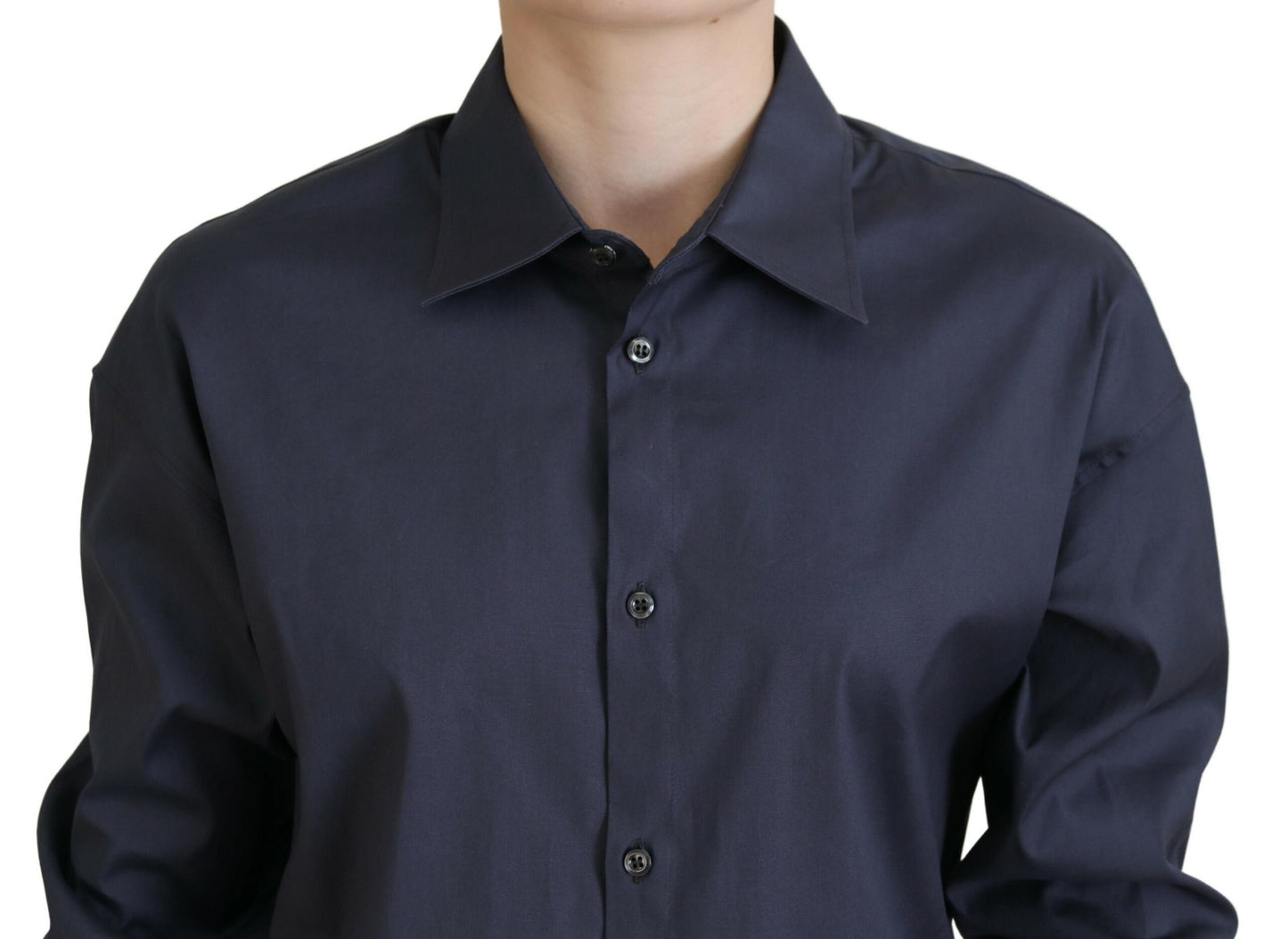 Dsquared² Navy Blue Cotton Button Down Collared Shirt Top IT38 | XS