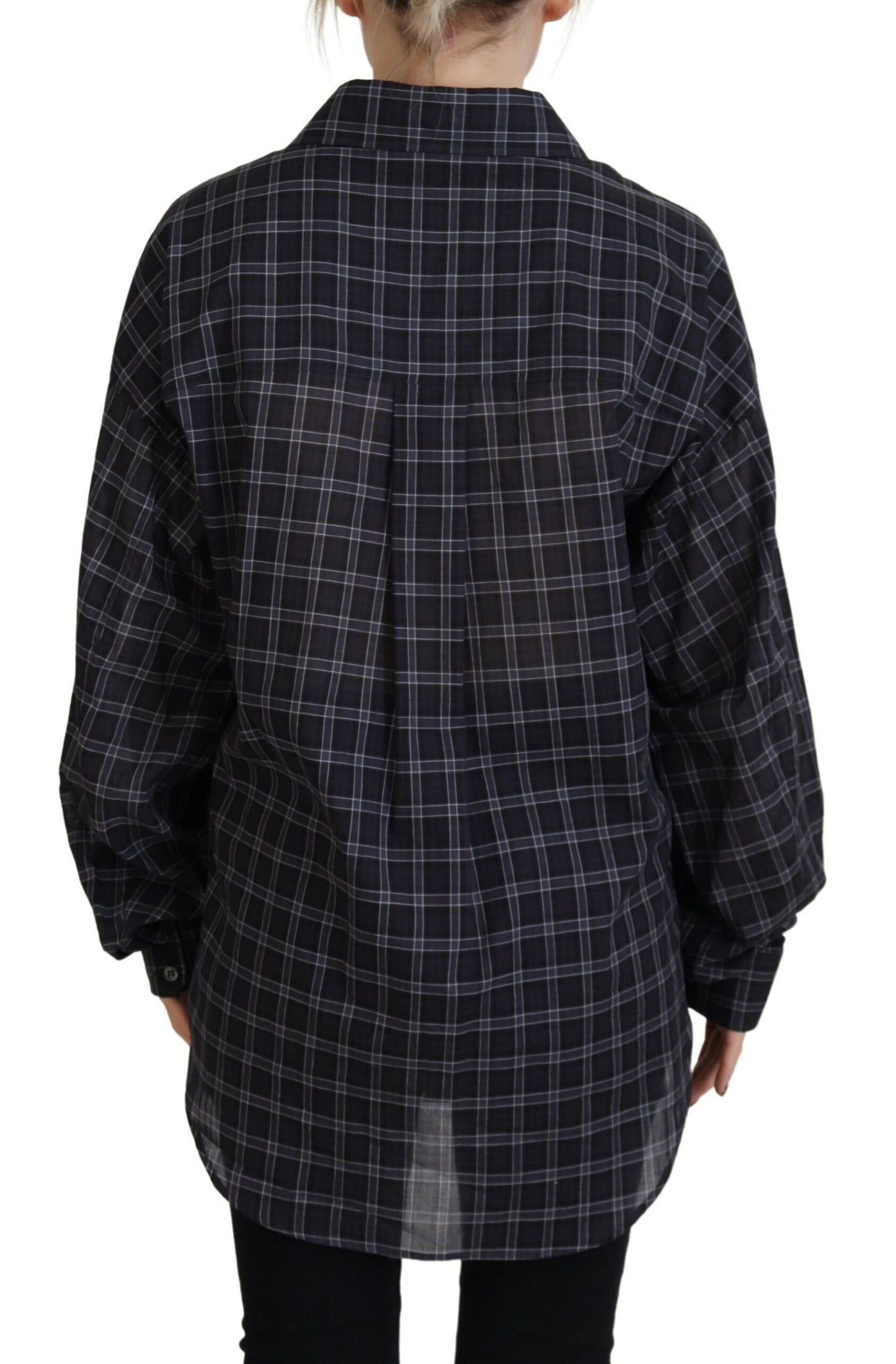 Dsquared² Black Checkered Collared Button Long Sleeves Shirt IT38 | XS