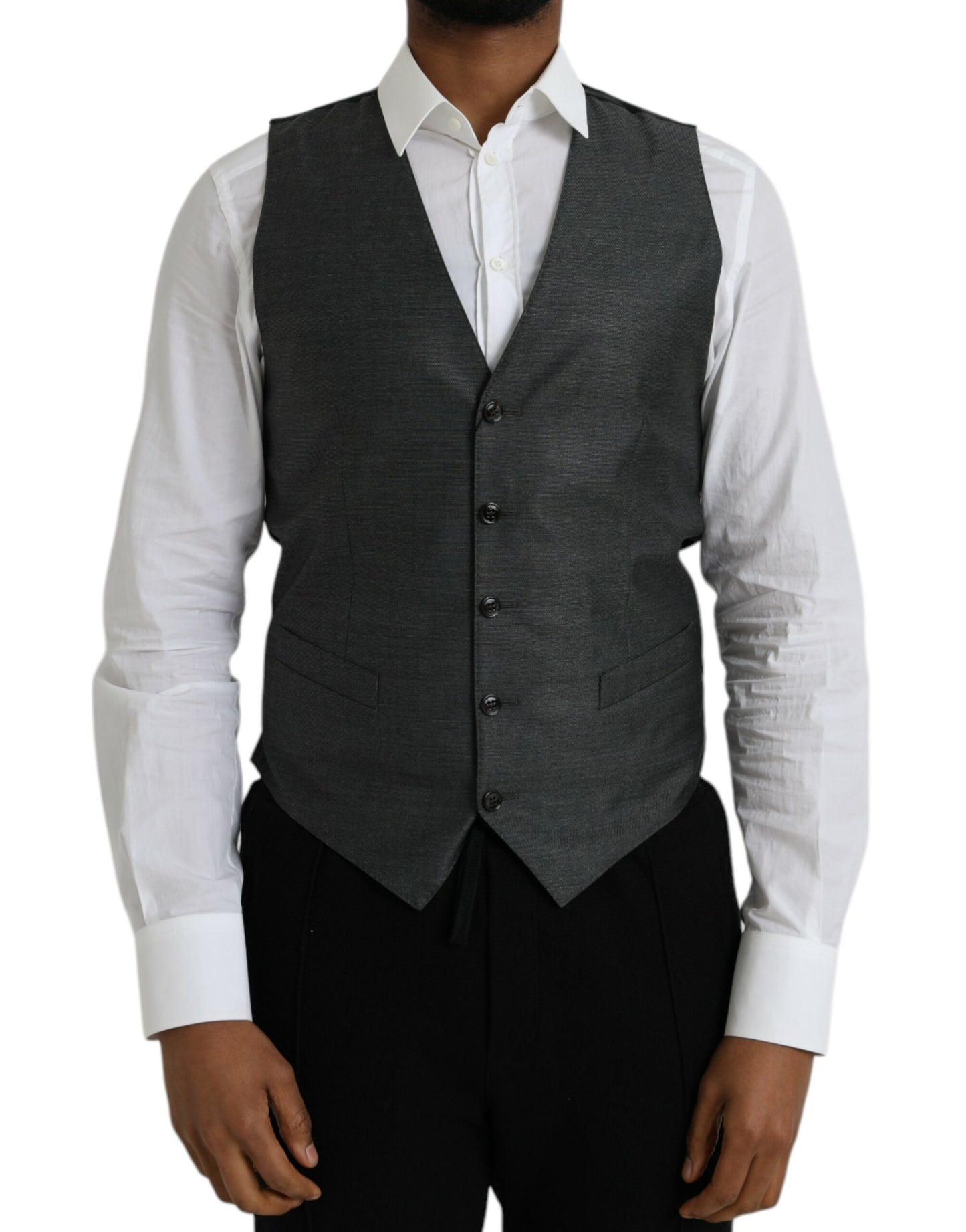 Dolce & Gabbana Gray Wool Formal Dress Waistcoat Vest IT48 / M