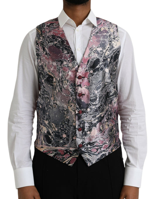 Dolce & Gabbana Multicolor Galaxy Silk Waistcoat Formal Vest IT48 / M