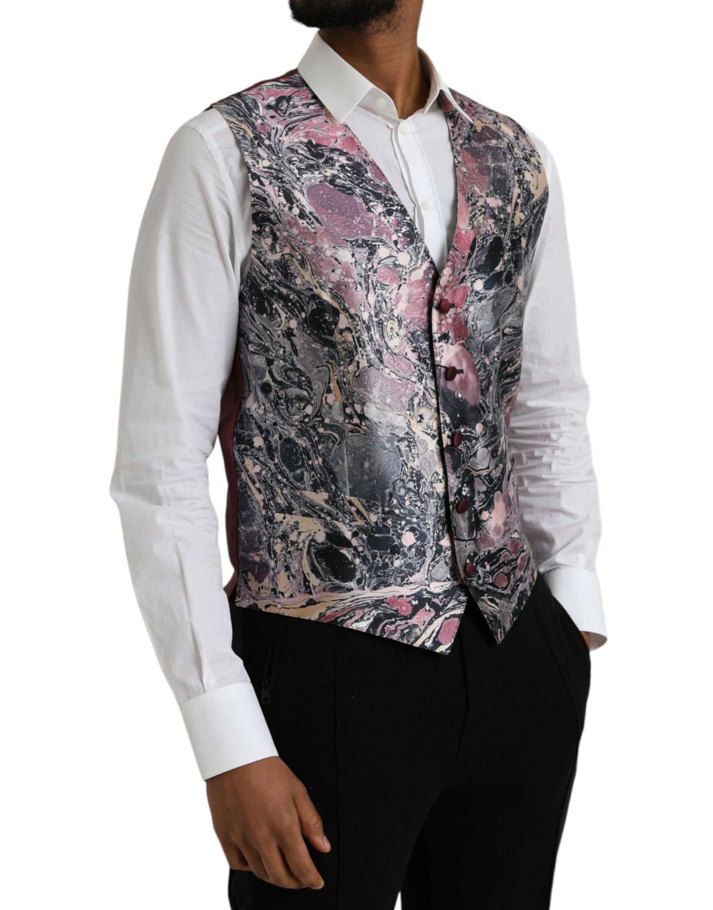 Dolce & Gabbana Multicolor Galaxy Silk Waistcoat Formal Vest IT48 / M