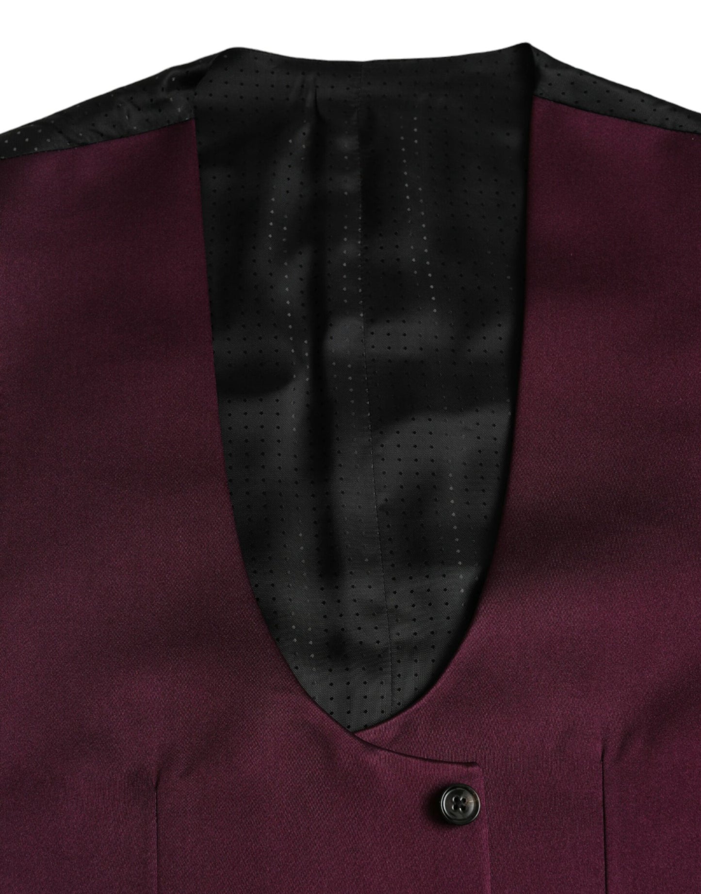 Dolce & Gabbana Maroon Satin Silk Waistcoat Dress Formal Vest IT46 / S