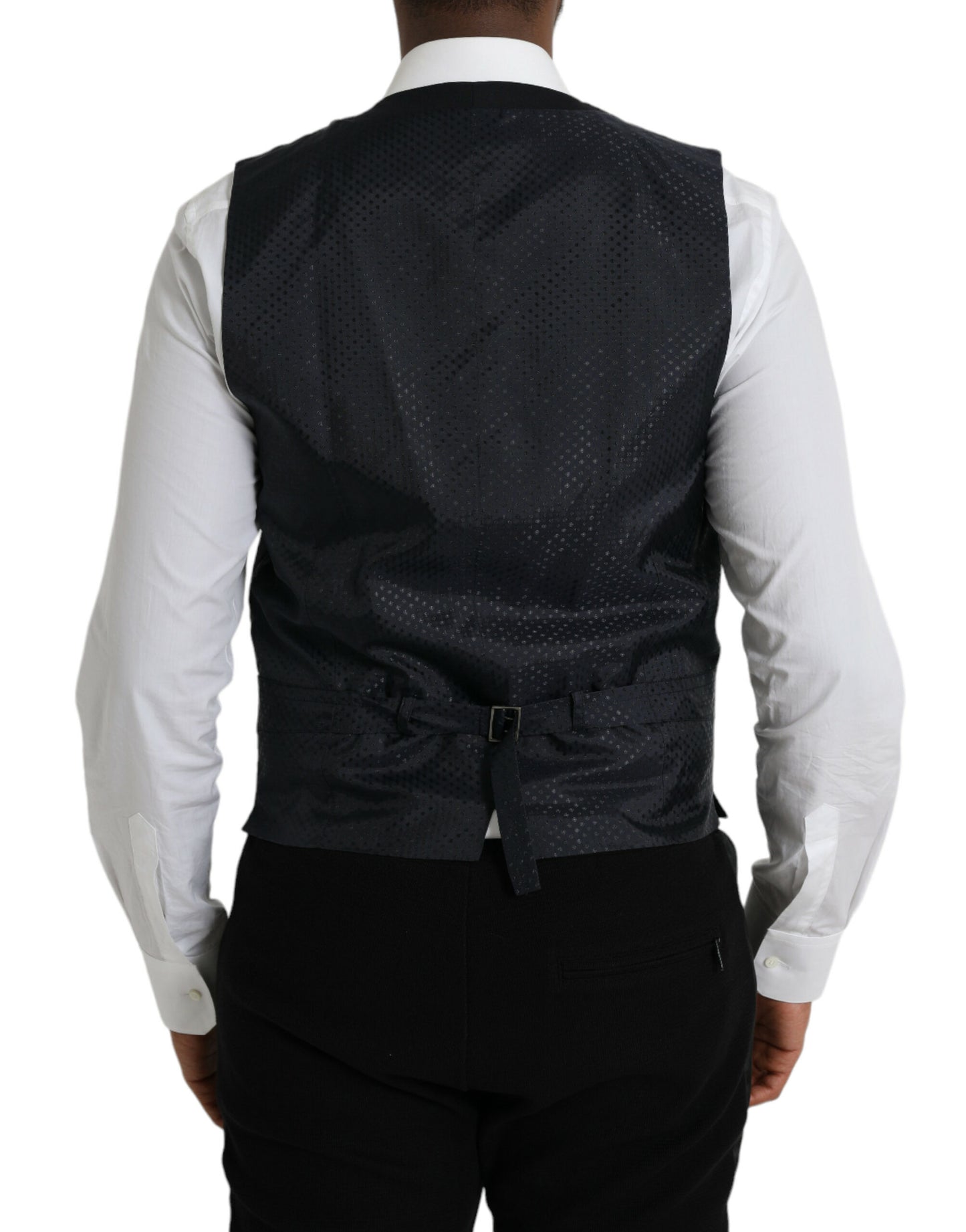 Dolce & Gabbana Black Wool Waistcoat Dress Formal Vest IT48 / M