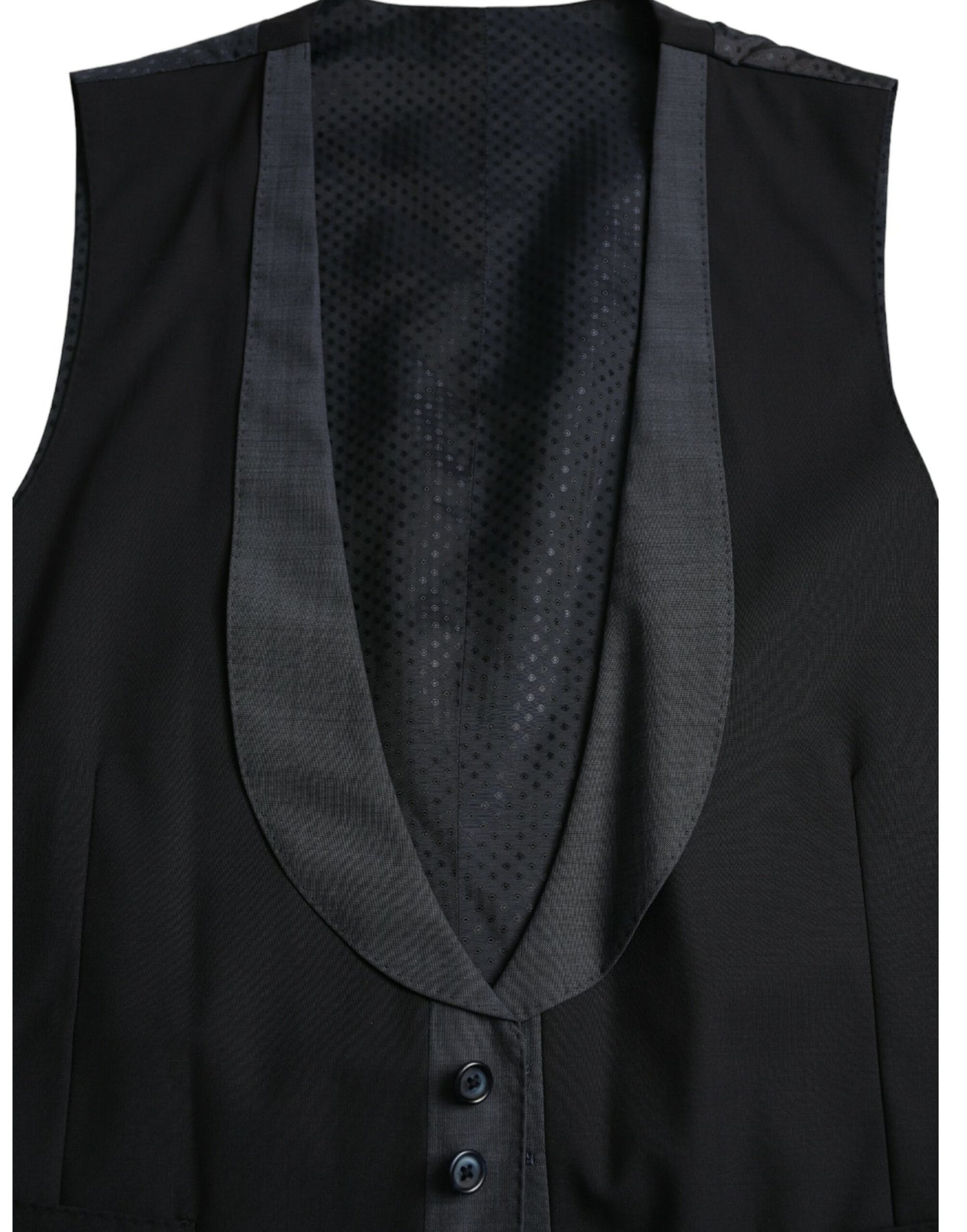 Dolce & Gabbana Black Wool Waistcoat Dress Formal Vest IT48 / M