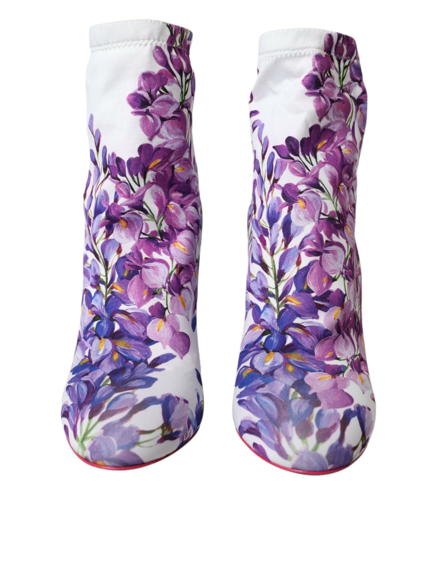 Dolce & Gabbana White Floral Jersey Stretch Boots Shoes EU39 / US8.5