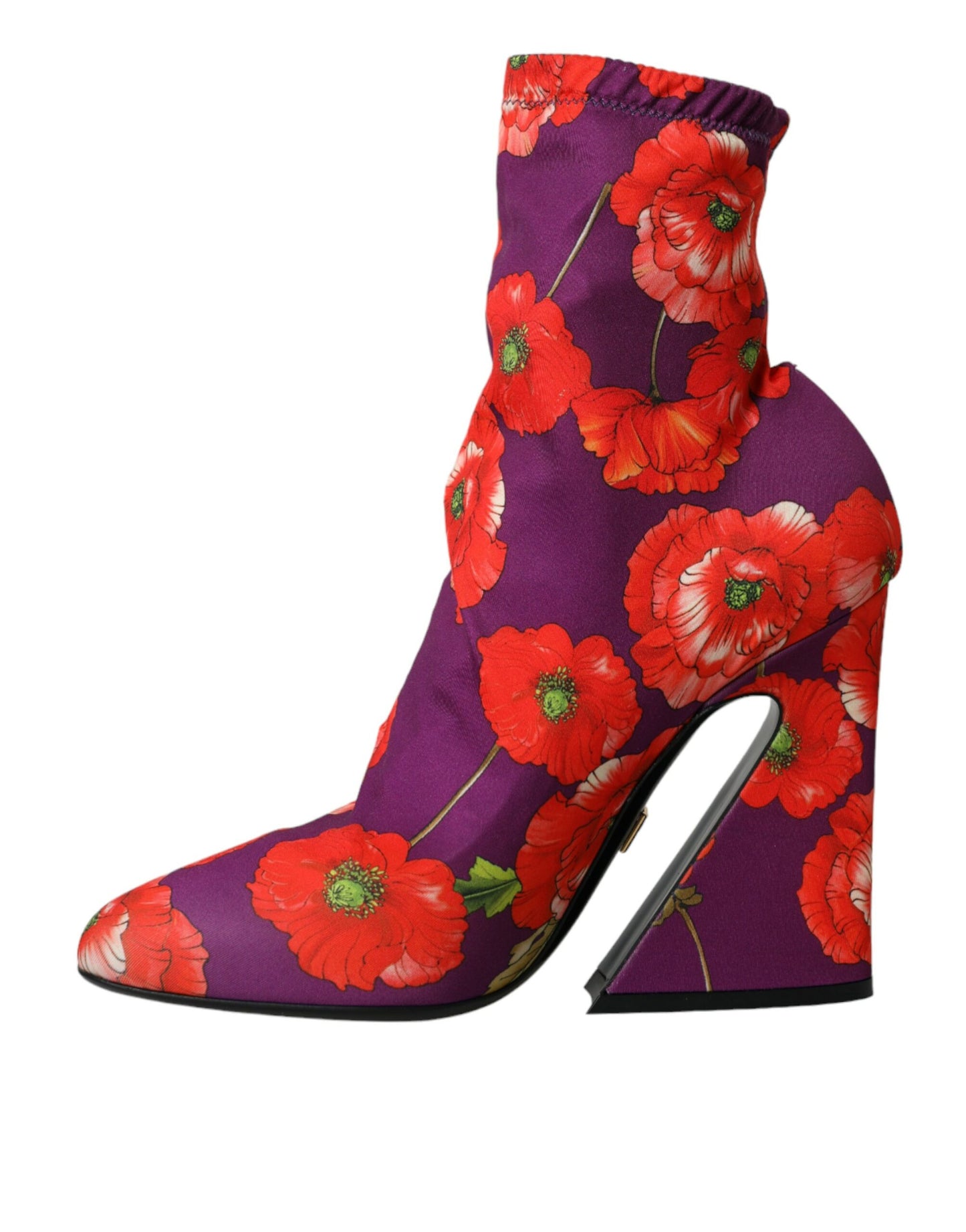 Dolce & Gabbana Purple Floral Jersey Stretch Boots Shoes EU39 / US8.5