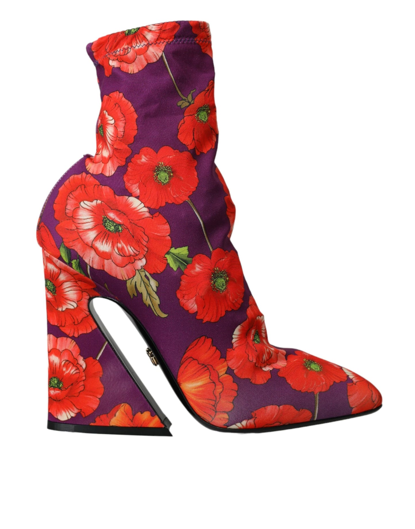 Dolce & Gabbana Purple Floral Jersey Stretch Boots Shoes EU39 / US8.5