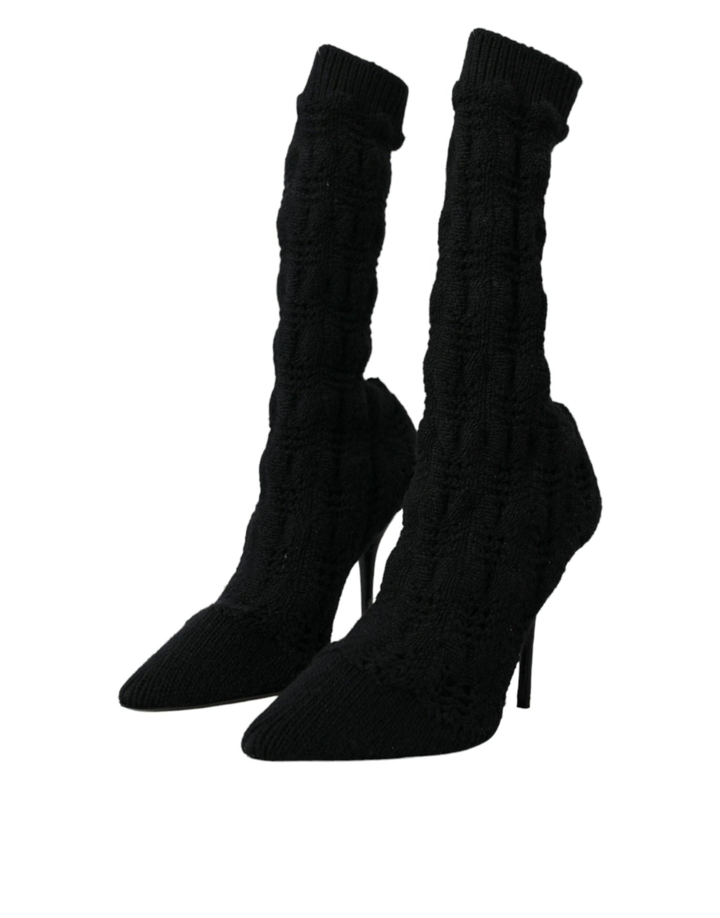 Dolce & Gabbana Black Stiletto Heels Mid Calf Boots Shoes EU39 / US8.5