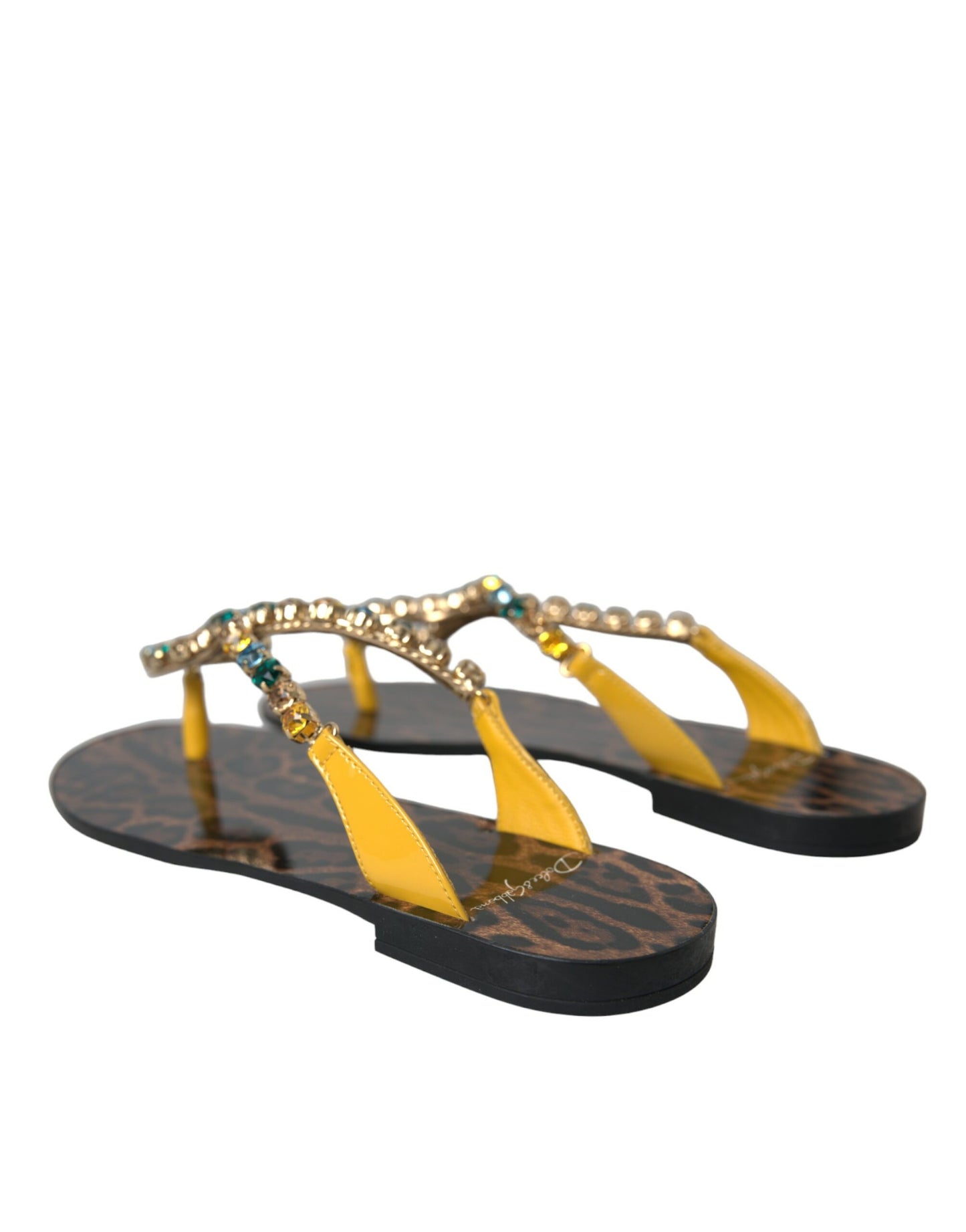 Dolce & Gabbana Mustard Crystal Calf Leather Beachwear Shoes EU35 / US4.5