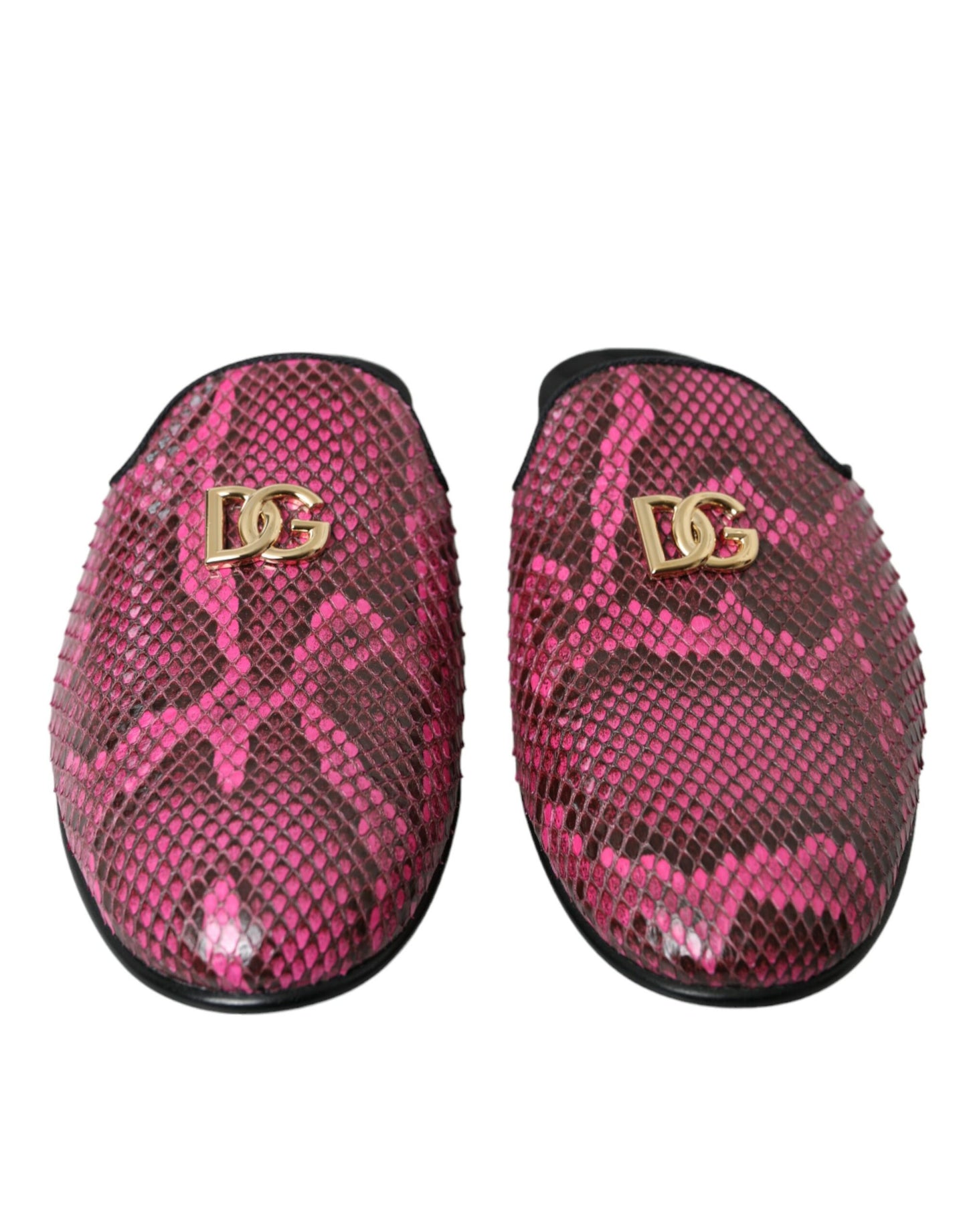 Dolce & Gabbana Fuchsia Python Logo Mule Flat Sandals  EU39 / US8.5