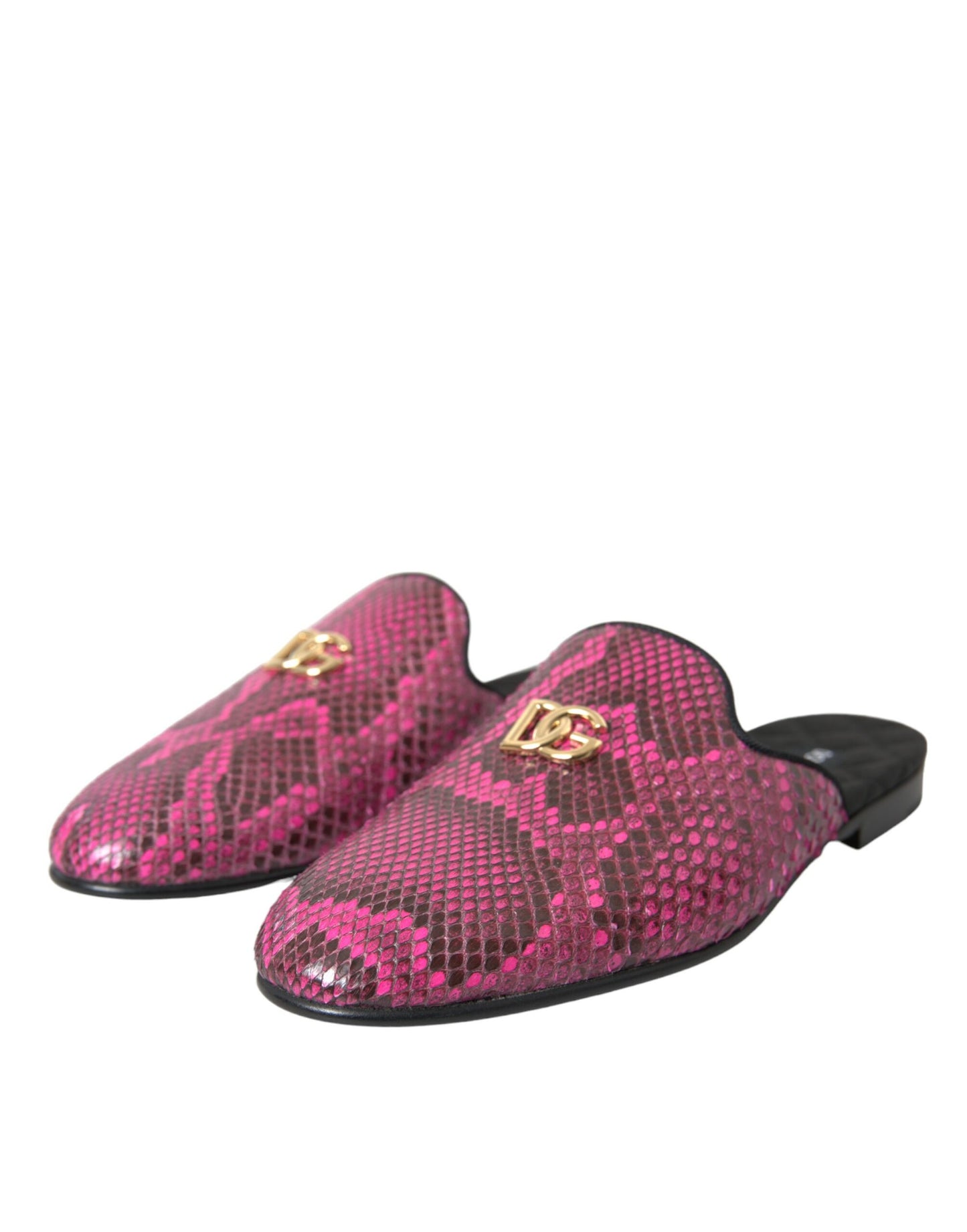 Dolce & Gabbana Fuchsia Python Logo Mule Flat Sandals  EU39 / US8.5