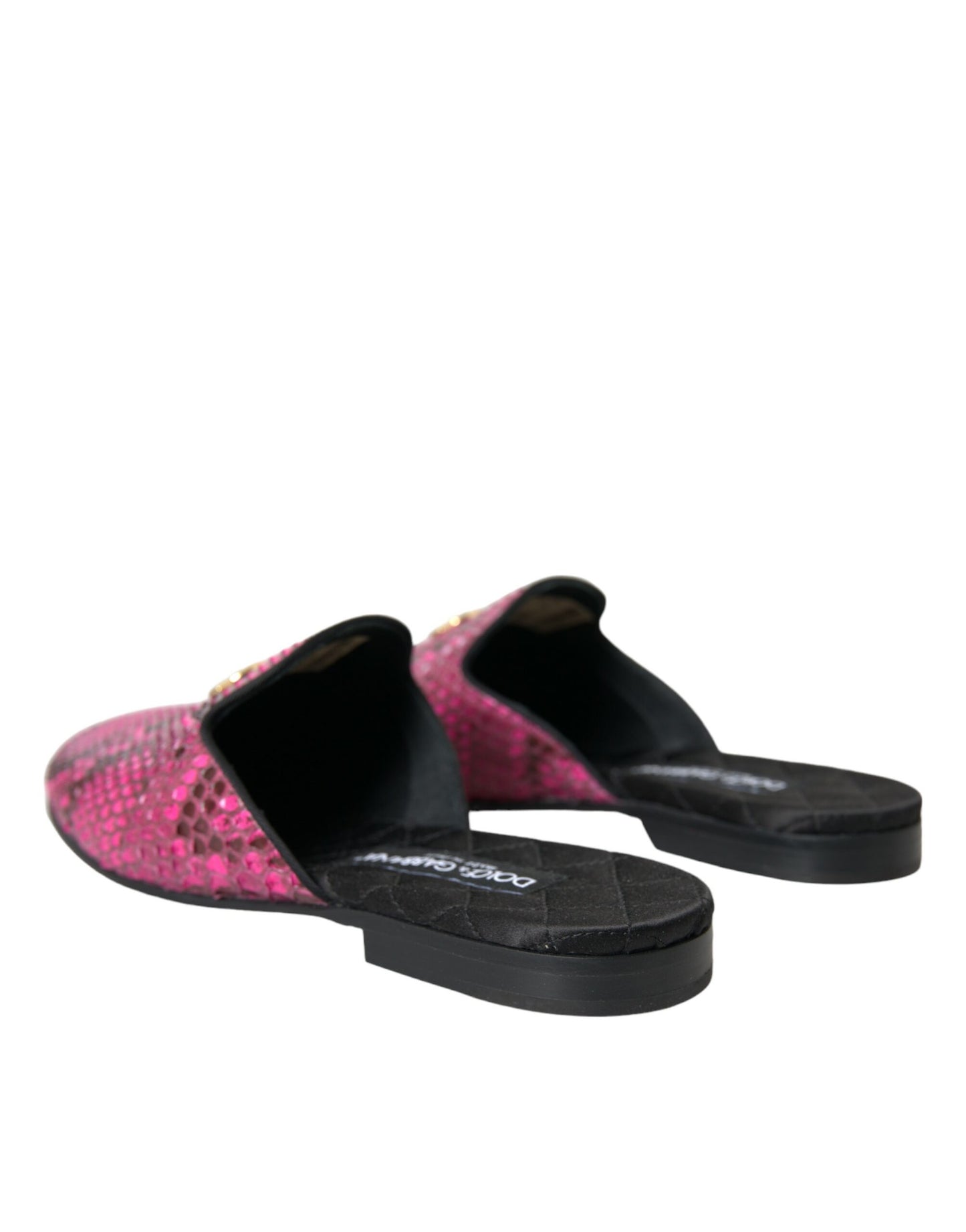 Dolce & Gabbana Fuchsia Python Logo Mule Flat Sandals  EU39 / US8.5