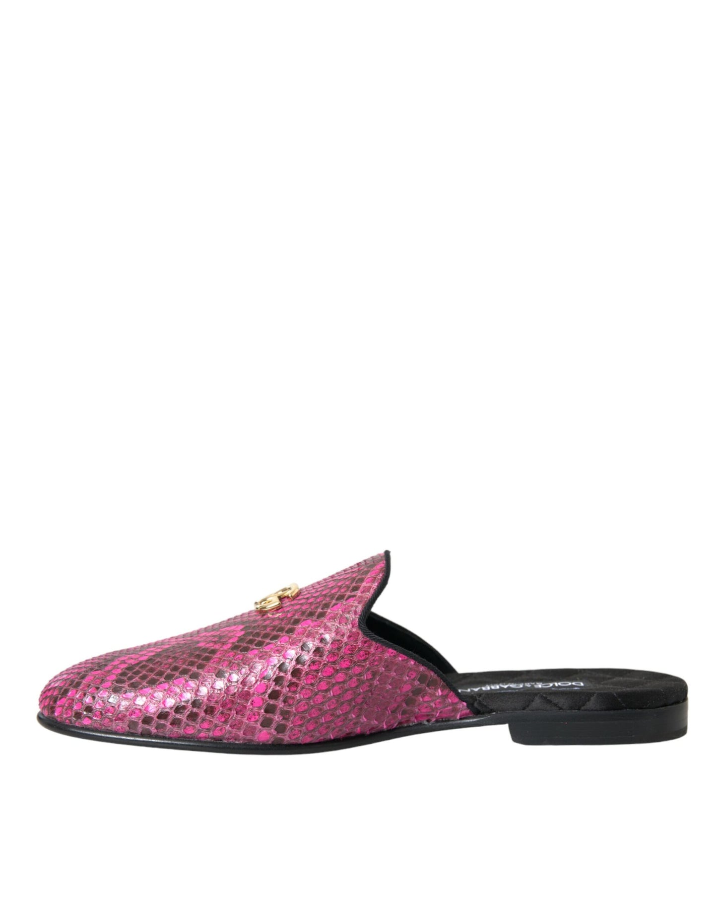 Dolce & Gabbana Fuchsia Python Logo Mule Flat Sandals  EU39 / US8.5