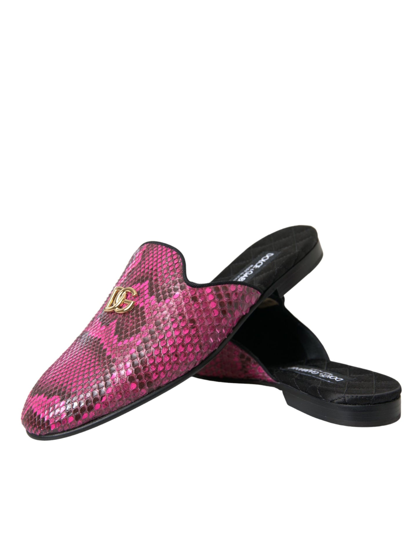 Dolce & Gabbana Fuchsia Python Logo Mule Flat Sandals  EU39 / US8.5