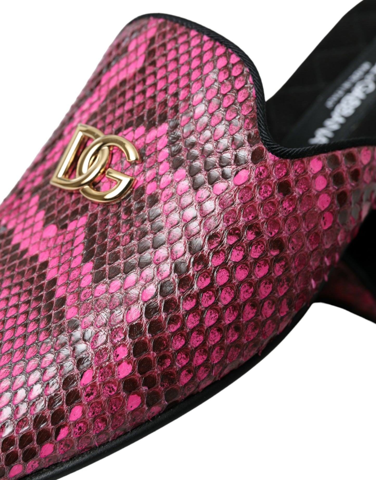 Dolce & Gabbana Fuchsia Python Logo Mule Flat Sandals  EU39 / US8.5