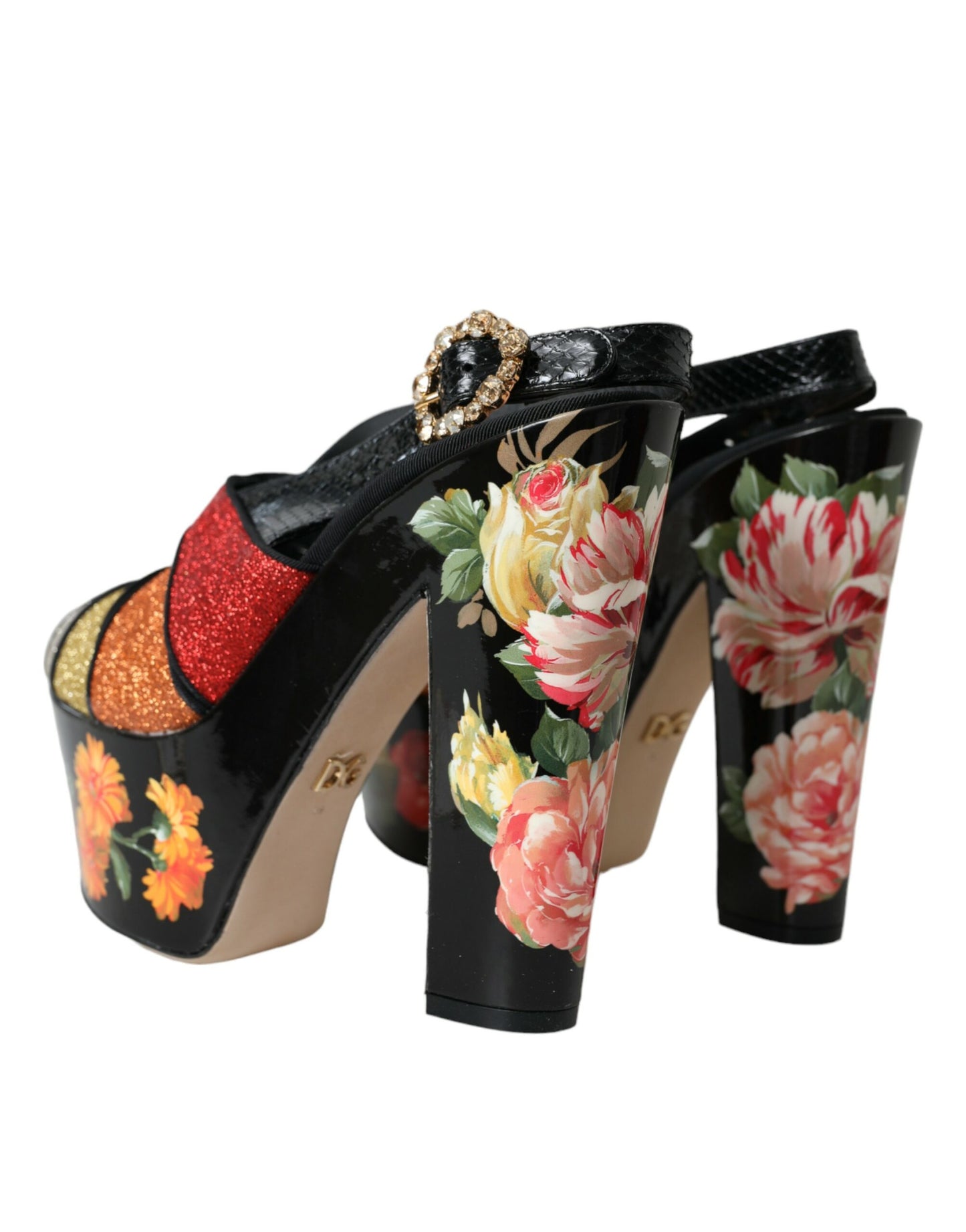 Dolce & Gabbana Multicolor Floral Crystal Platform Sandals Shoes EU39 / US8.5