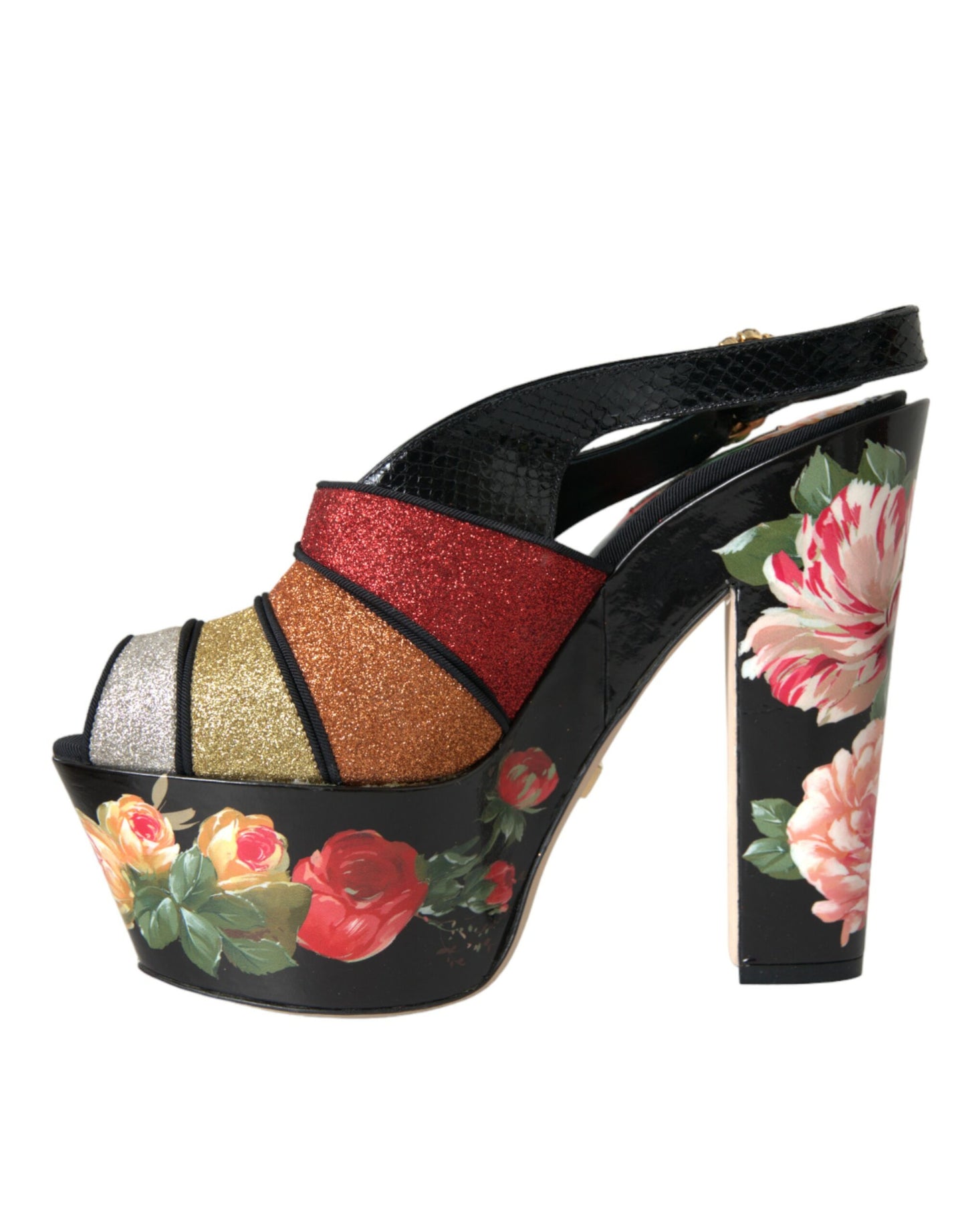 Dolce & Gabbana Multicolor Floral Crystal Platform Sandals Shoes EU39 / US8.5