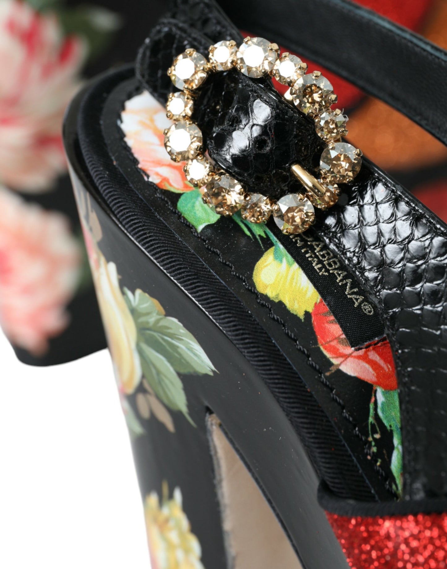 Dolce & Gabbana Multicolor Floral Crystal Platform Sandals Shoes EU39 / US8.5