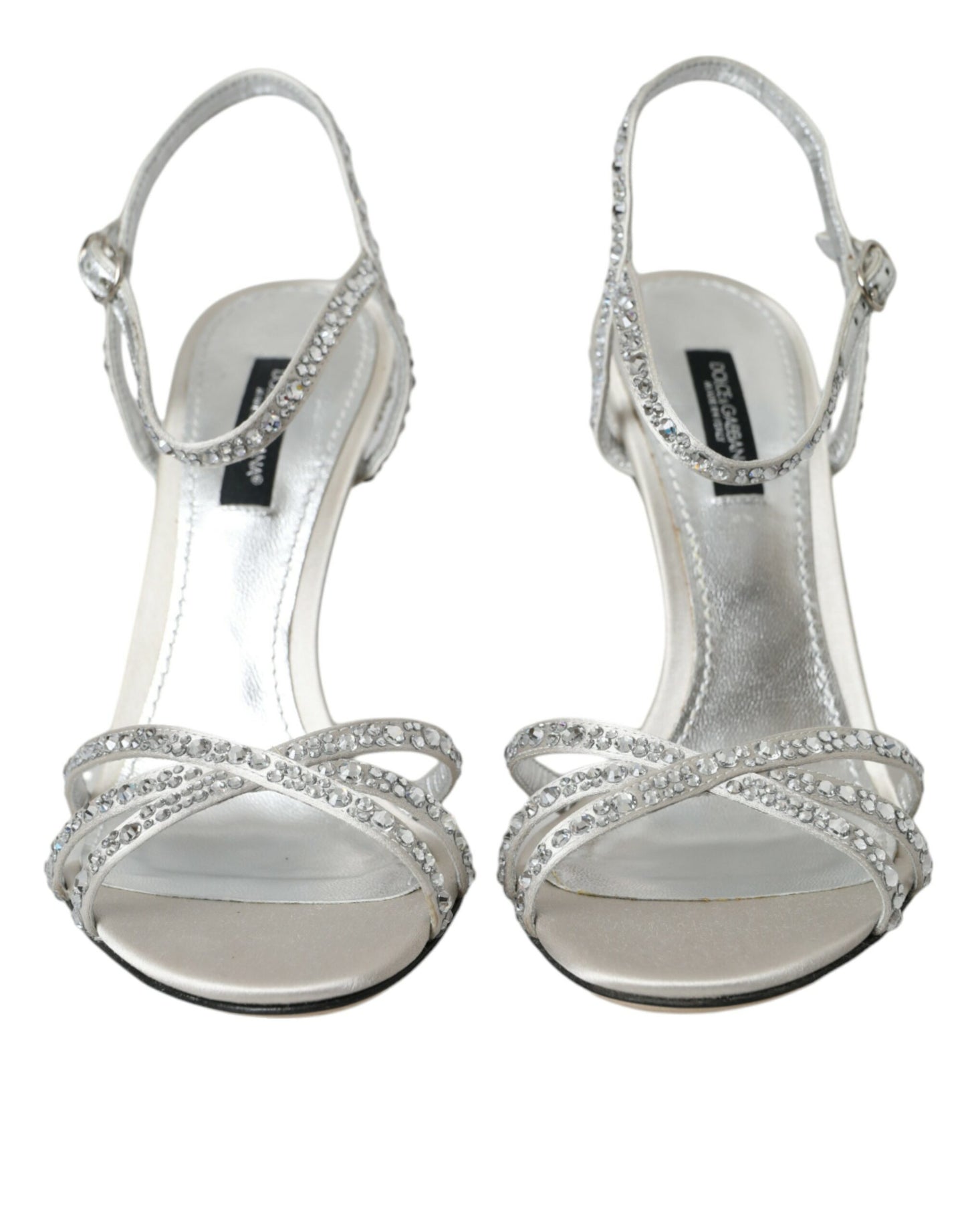 Dolce & Gabbana Silver Viscose Crystal Heels Sandals Shoes EU36 / US5.5