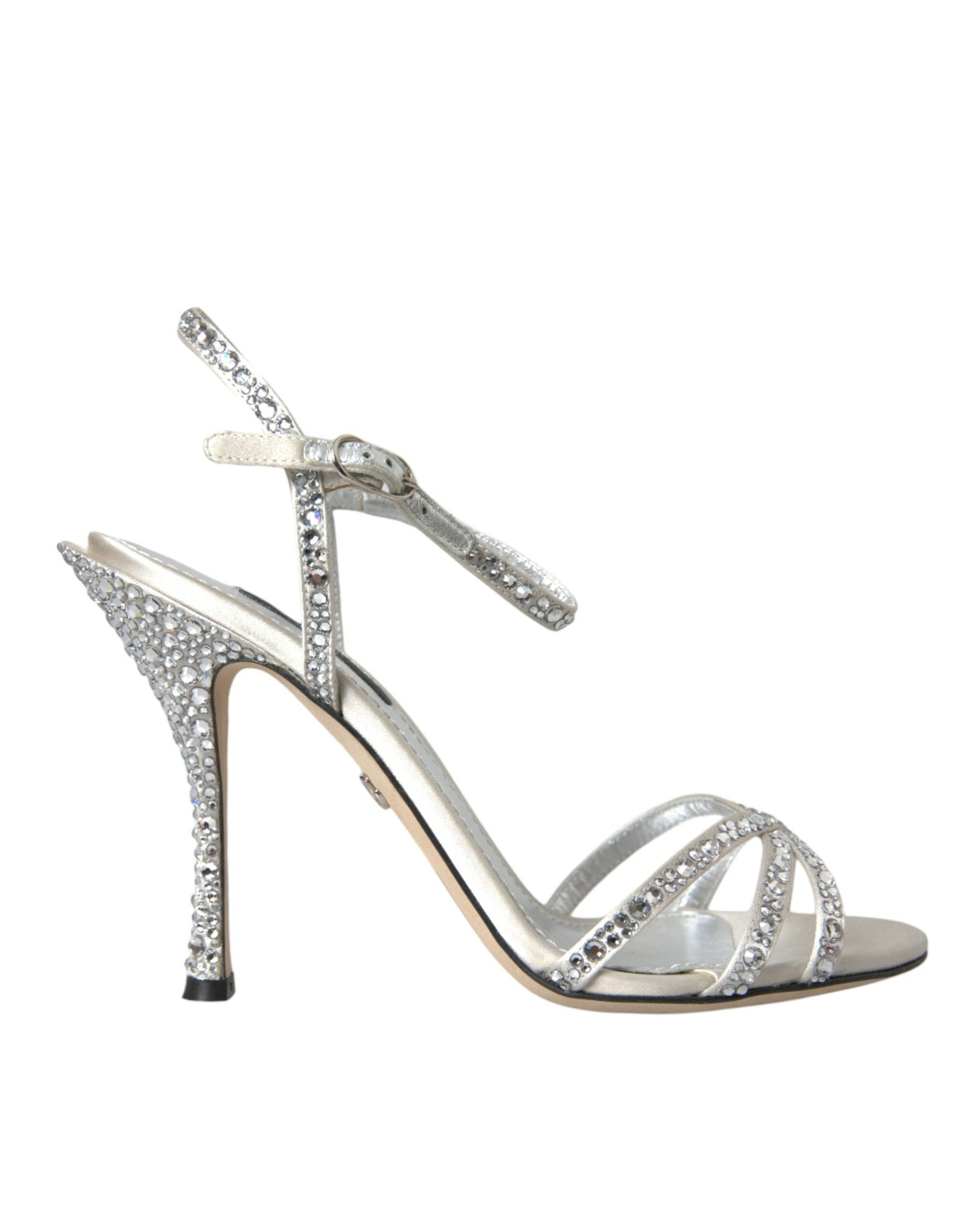 Dolce & Gabbana Silver Viscose Crystal Heels Sandals Shoes EU36 / US5.5