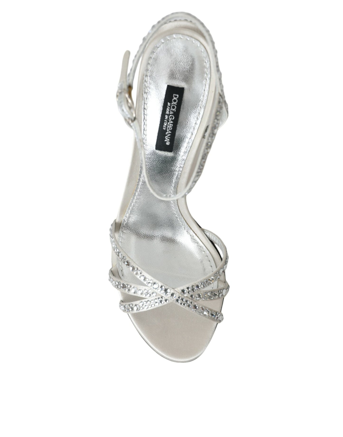 Dolce & Gabbana Silver Viscose Crystal Heels Sandals Shoes EU36 / US5.5