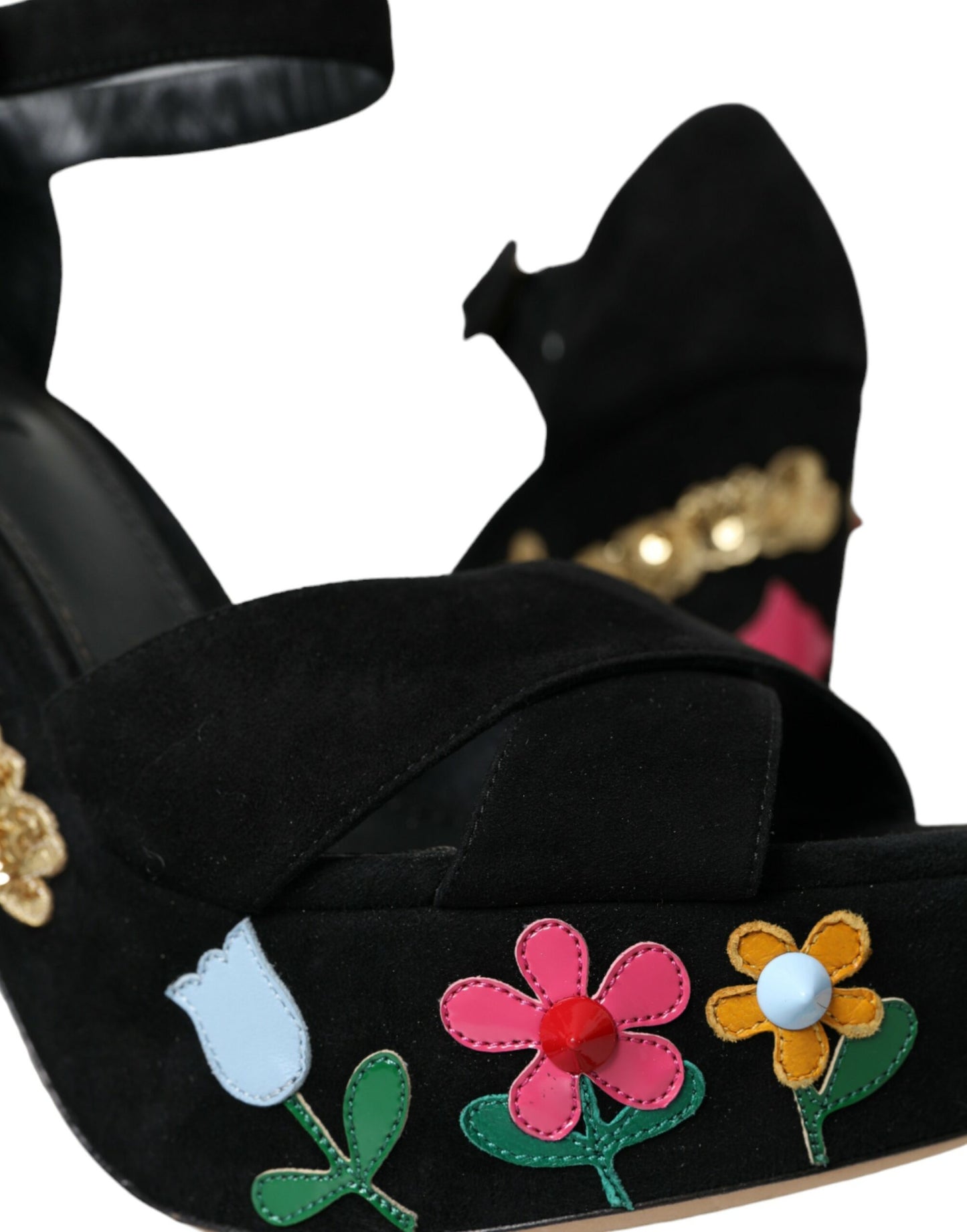 Dolce & Gabbana Black Suede Ankle Strap Heels Sandals Shoes EU39 / US8.5