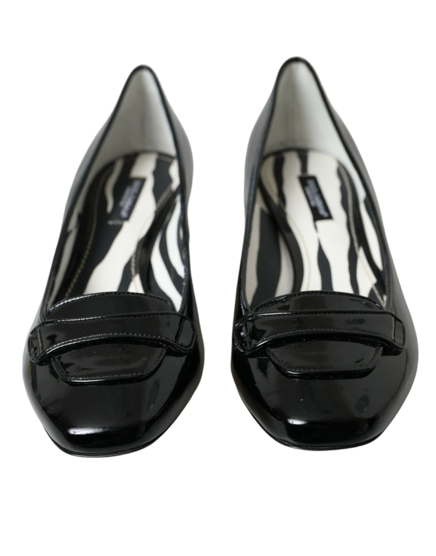 Dolce & Gabbana Black Patent Leather Block Heels Pumps Shoes EU37.5 / US7