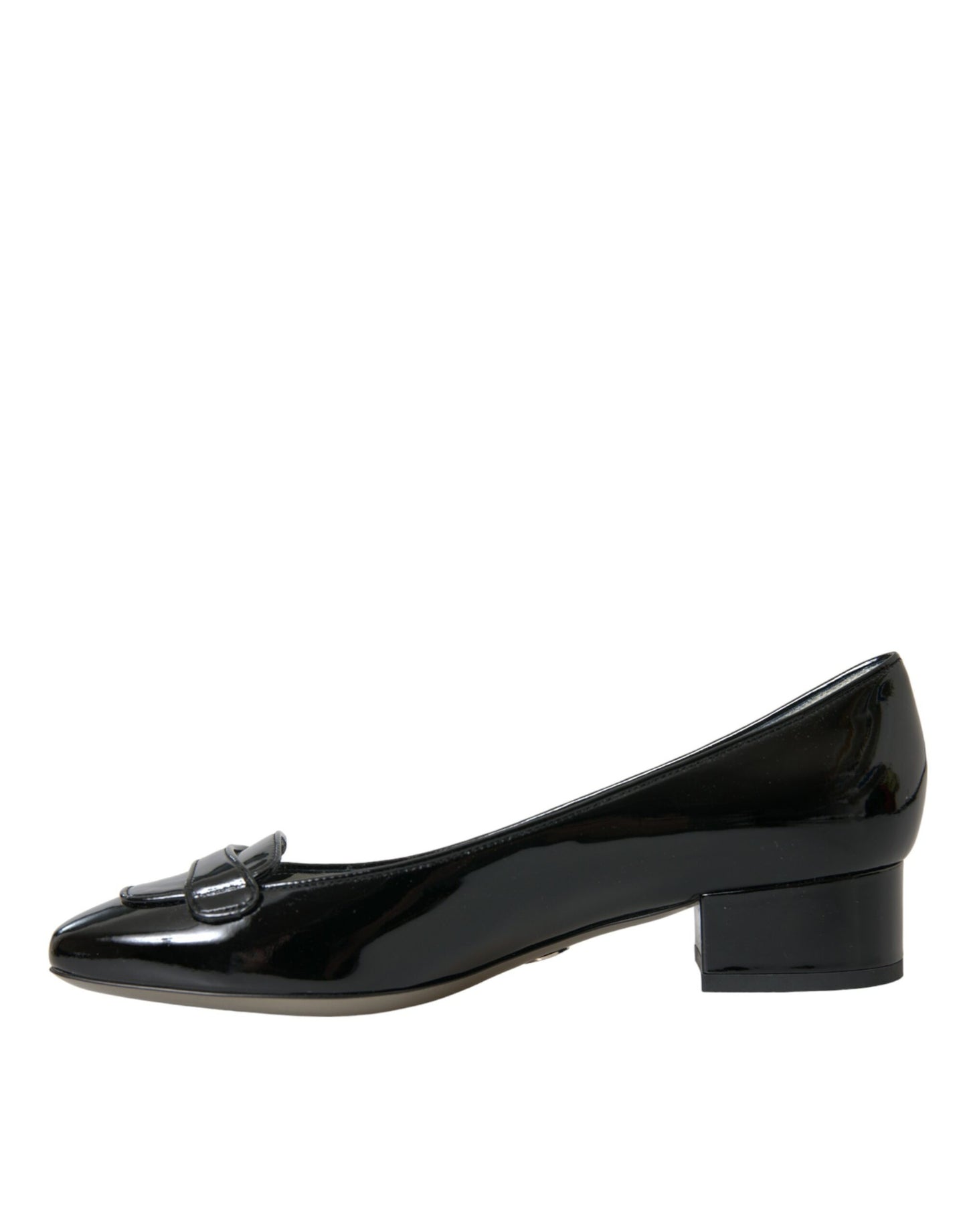 Dolce & Gabbana Black Patent Leather Block Heels Pumps Shoes EU37.5 / US7