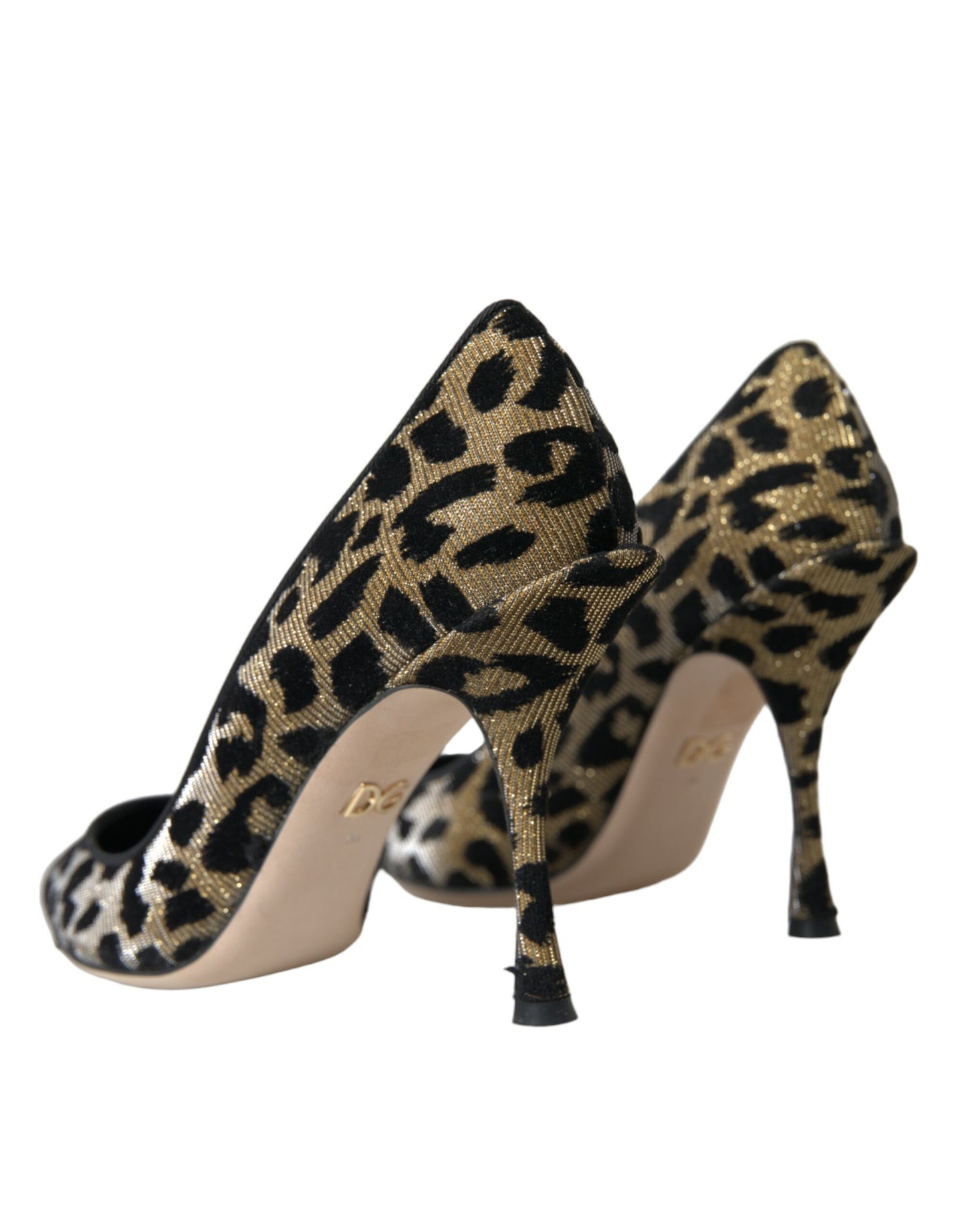 Dolce & Gabbana Black Gold Leopard Lurex Heels Pumps Shoes EU38 / US7.5