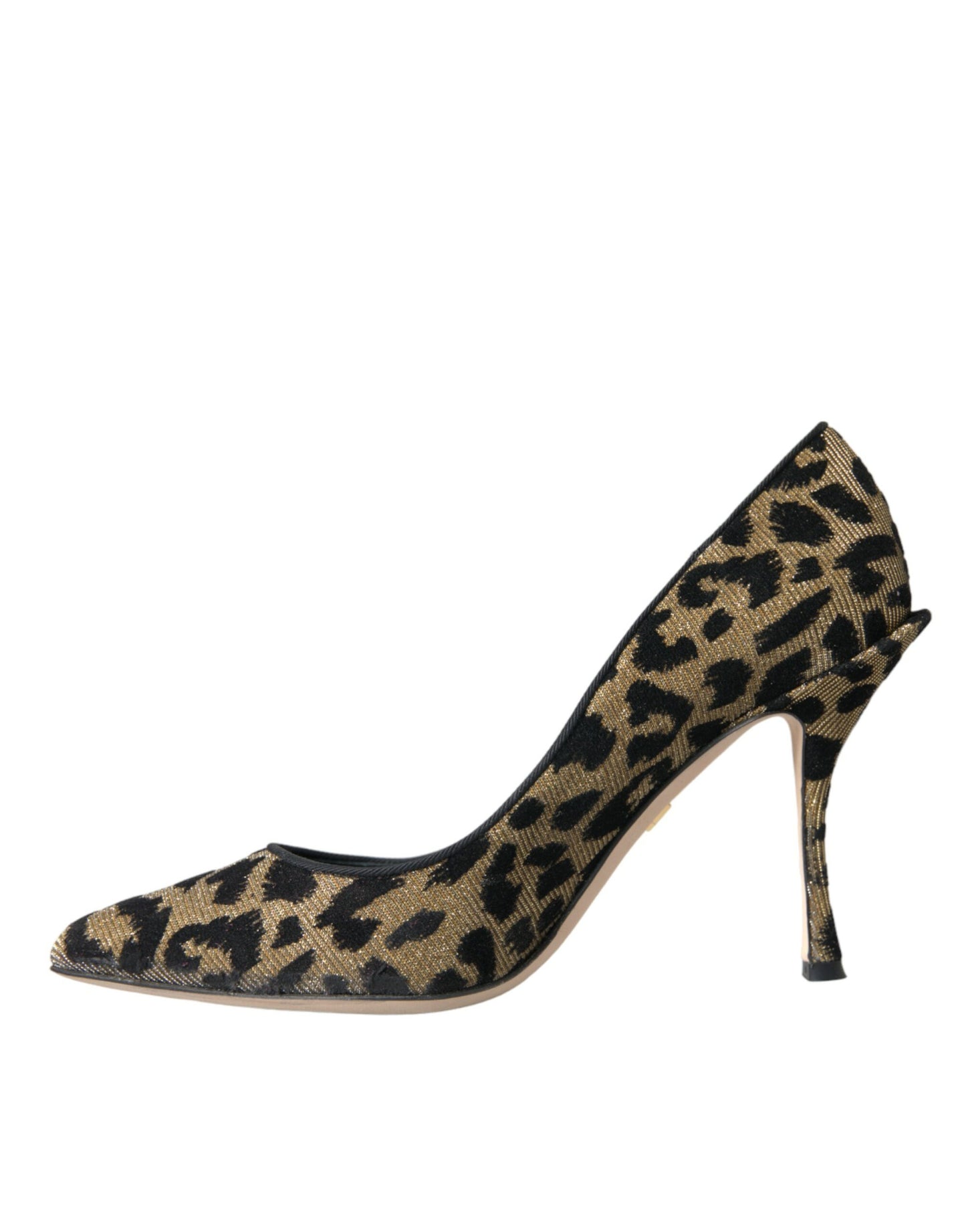 Dolce & Gabbana Black Gold Leopard Lurex Heels Pumps Shoes EU38 / US7.5