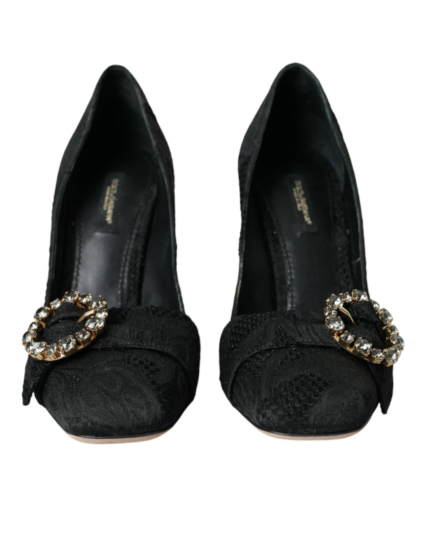 Dolce & Gabbana Black Brocade Crystals Heels Pumps Shoes EU39 / US8.5