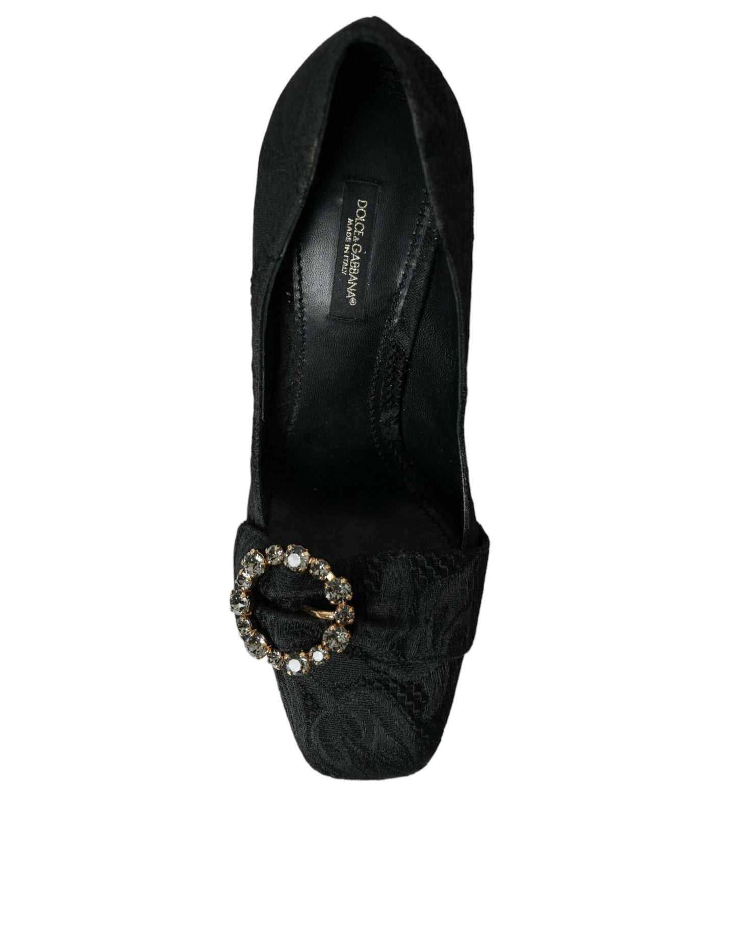 Dolce & Gabbana Black Brocade Crystals Heels Pumps Shoes EU39 / US8.5