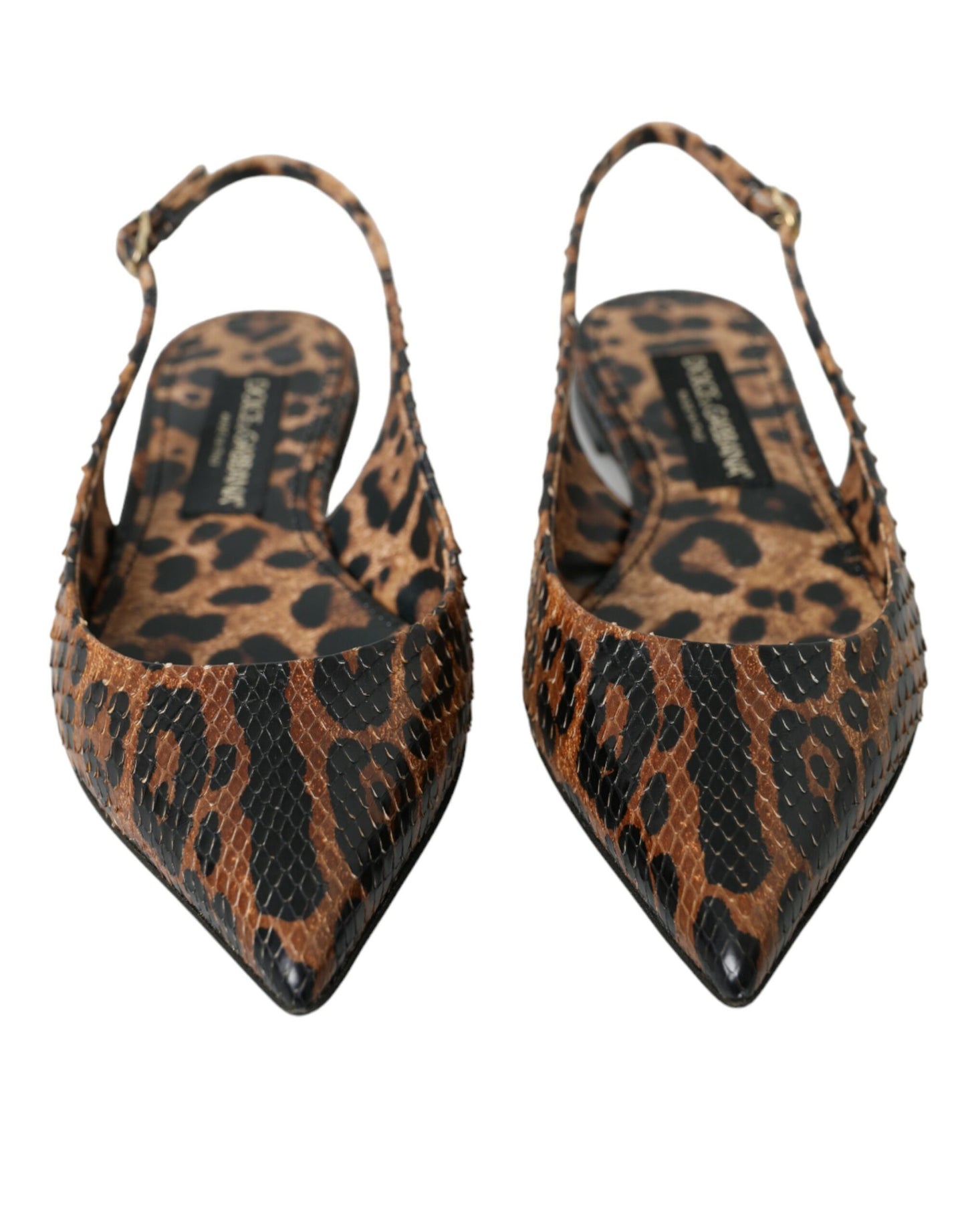 Dolce & Gabbana Brown Leopard Exotic Skin Slingback Shoes EU39 / US8.5