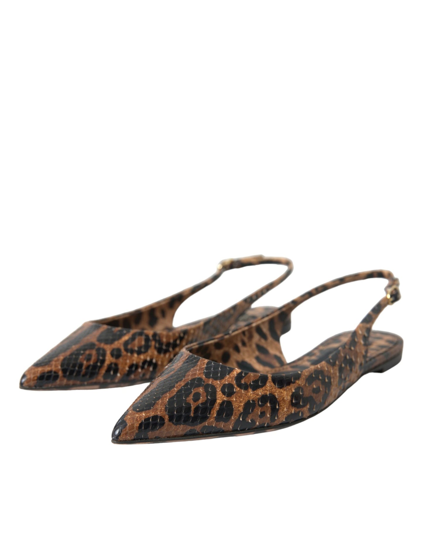 Dolce & Gabbana Brown Leopard Exotic Skin Slingback Shoes EU39 / US8.5