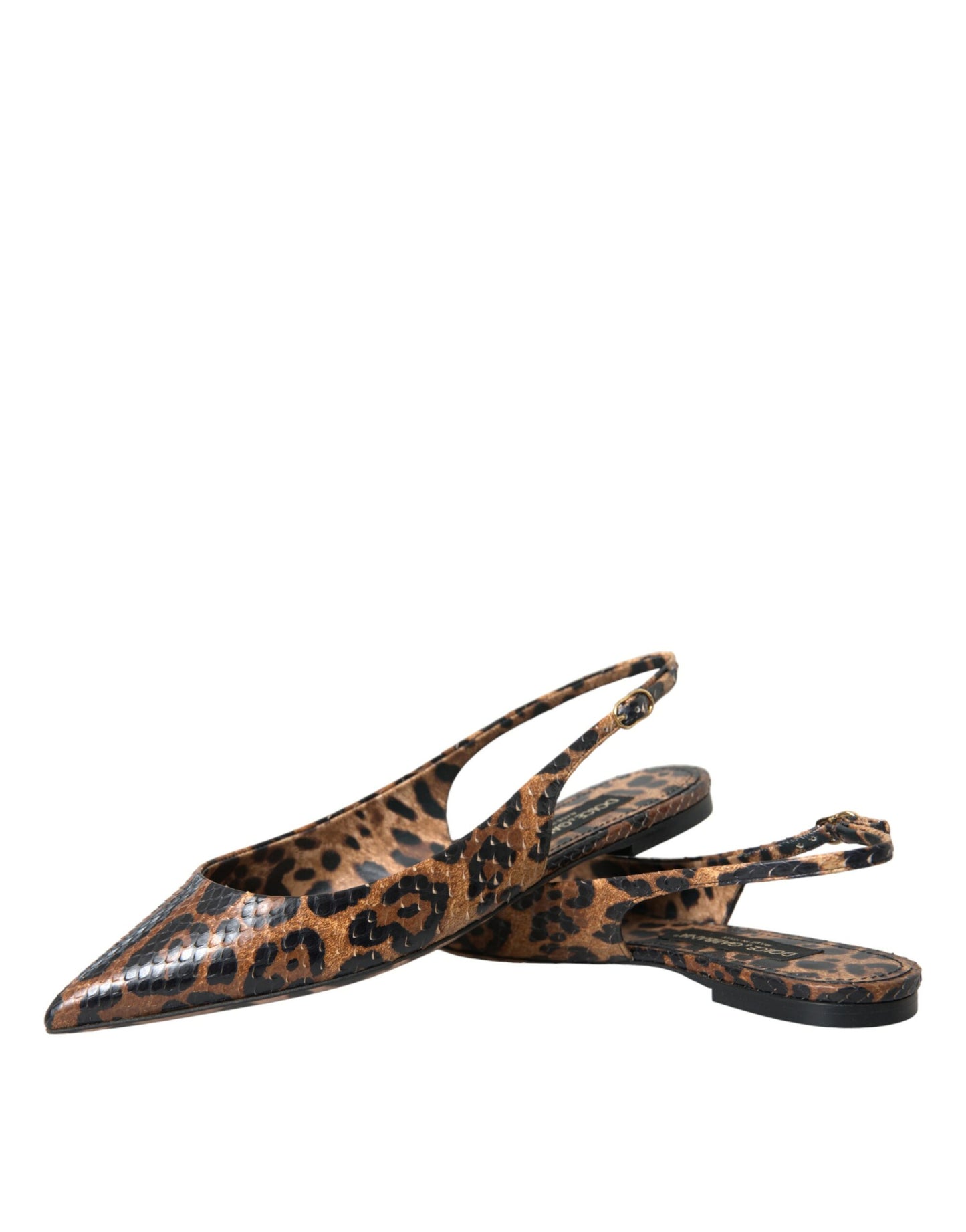 Dolce & Gabbana Brown Leopard Exotic Skin Slingback Shoes EU39 / US8.5