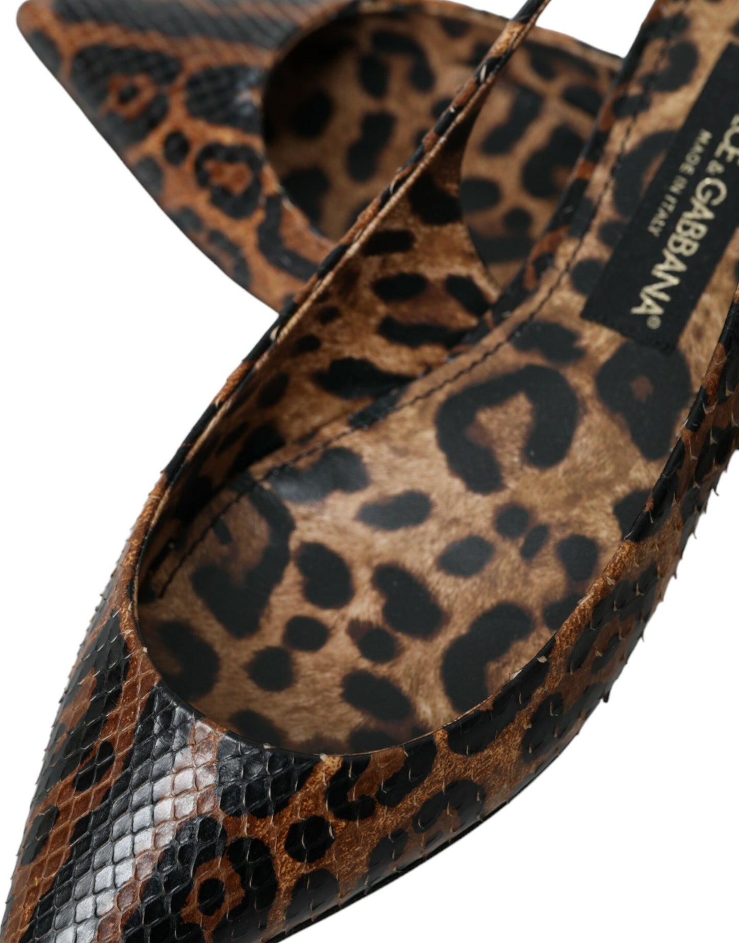 Dolce & Gabbana Brown Leopard Exotic Skin Slingback Shoes EU39 / US8.5