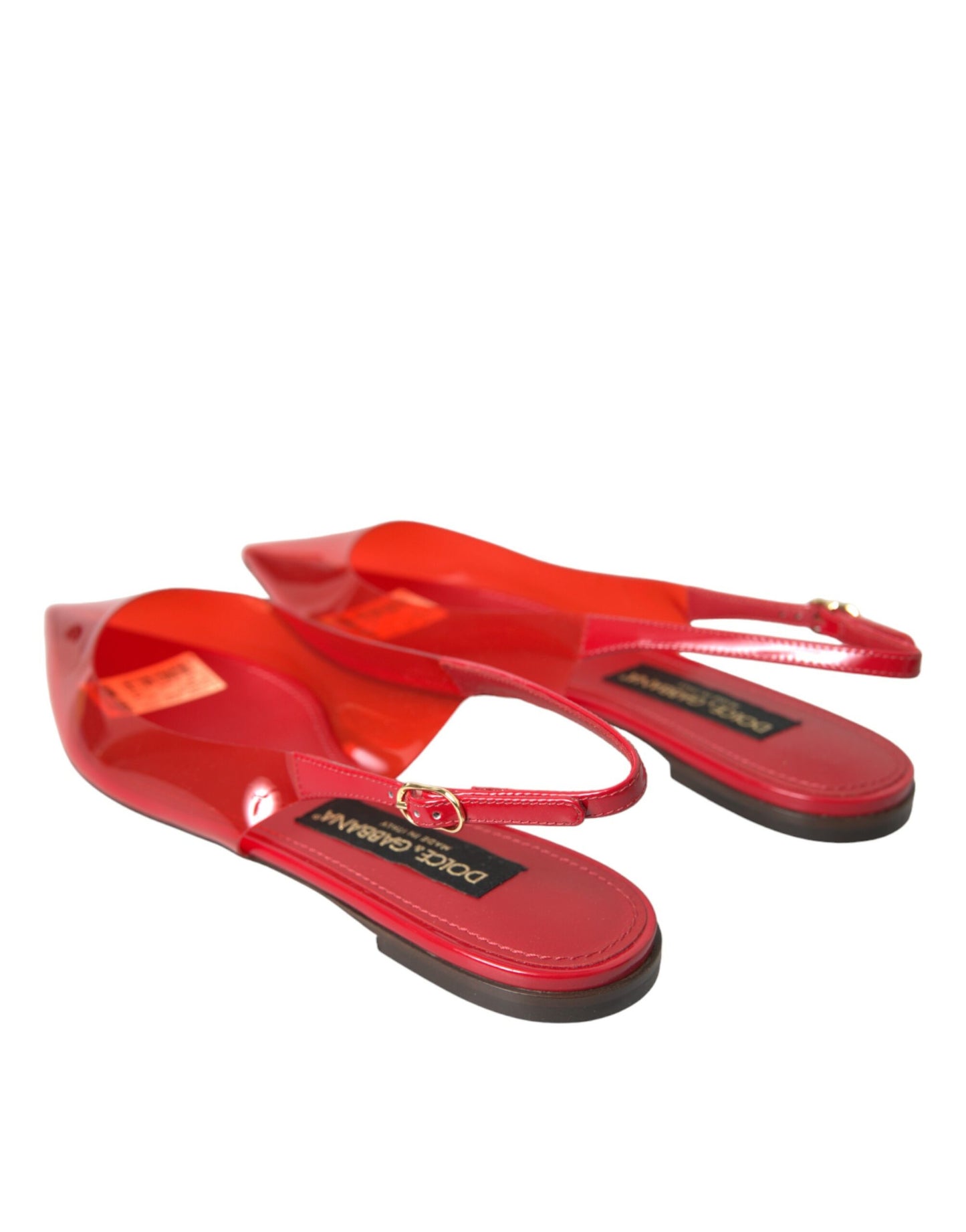 Dolce & Gabbana Red PVC Slingback Clear Flats Sandals Shoes EU39 / US8.5