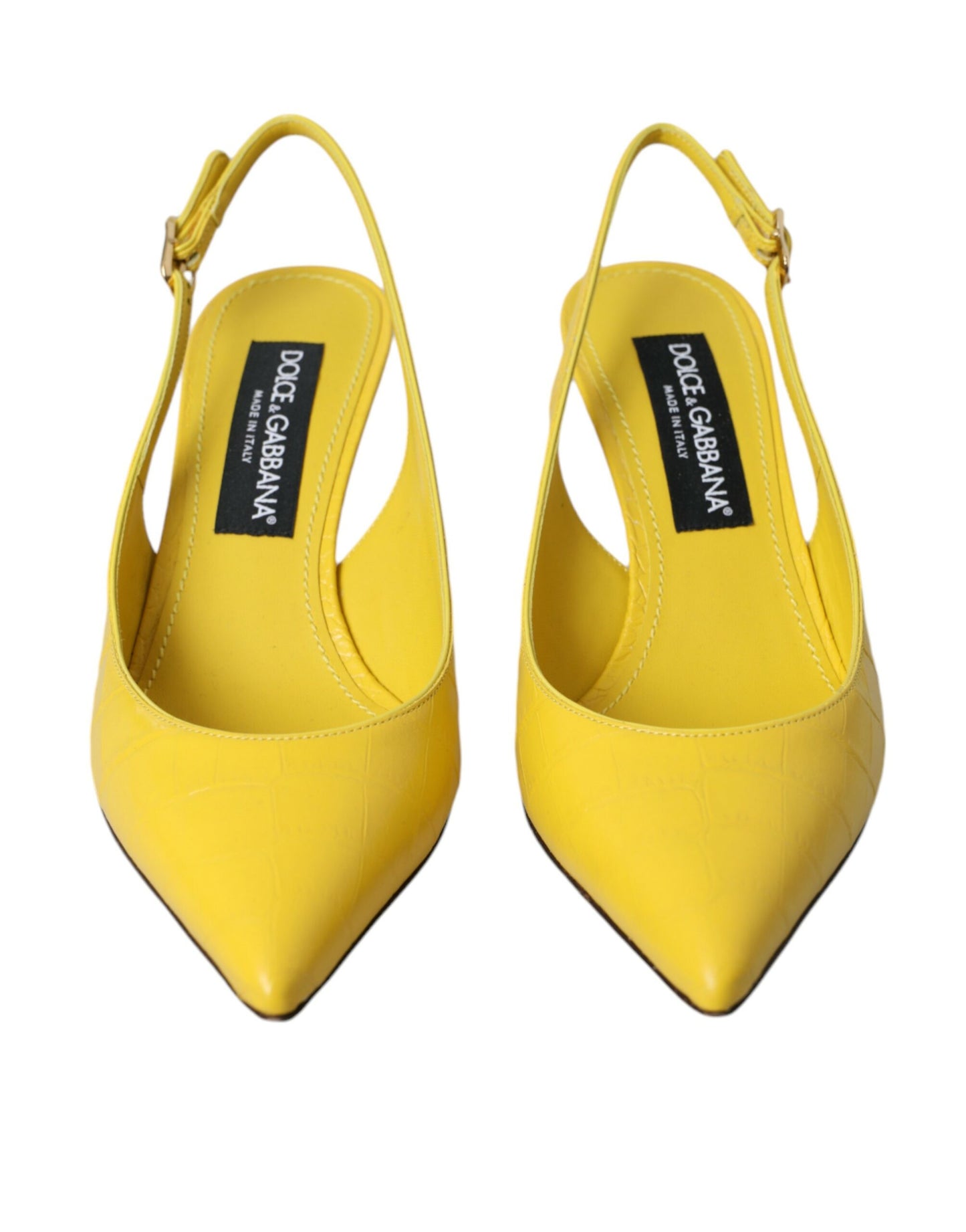 Dolce & Gabbana Yellow Leather Slingbacks Heels Shoes EU39 / US8.5