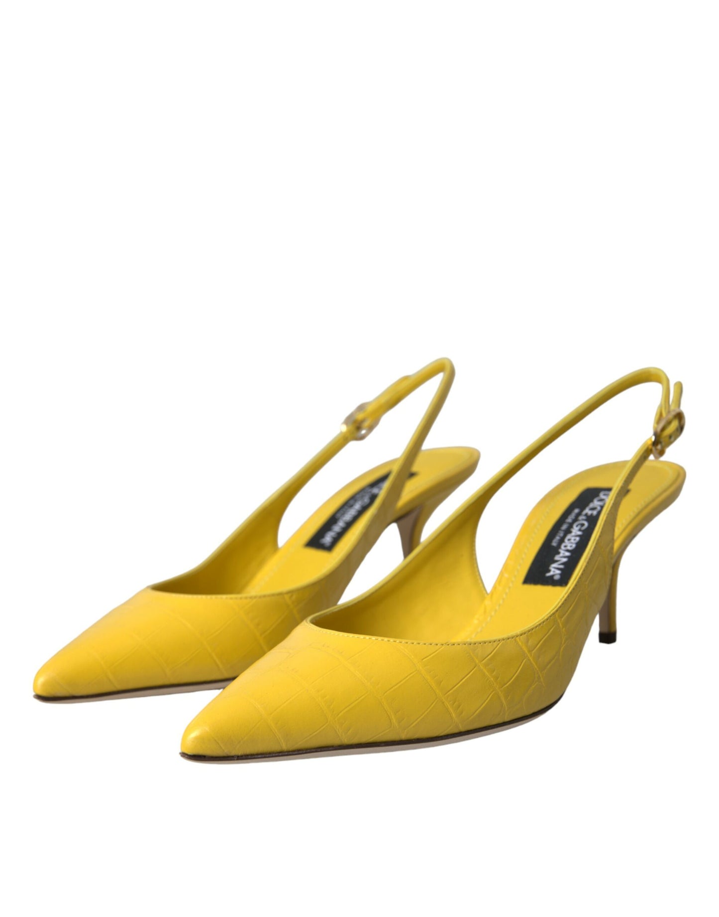 Dolce & Gabbana Yellow Leather Slingbacks Heels Shoes EU39 / US8.5