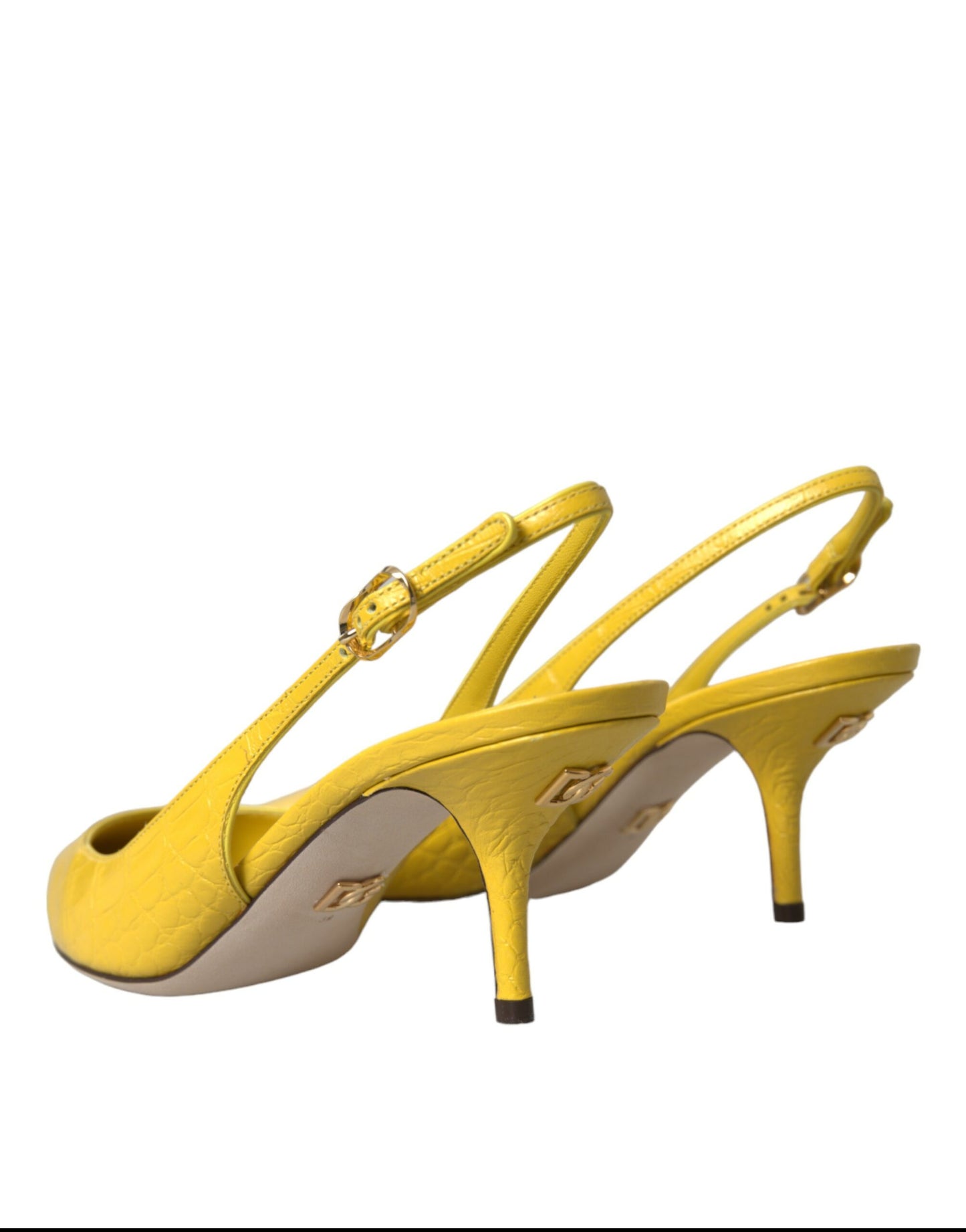 Dolce & Gabbana Yellow Leather Slingbacks Heels Shoes EU39 / US8.5