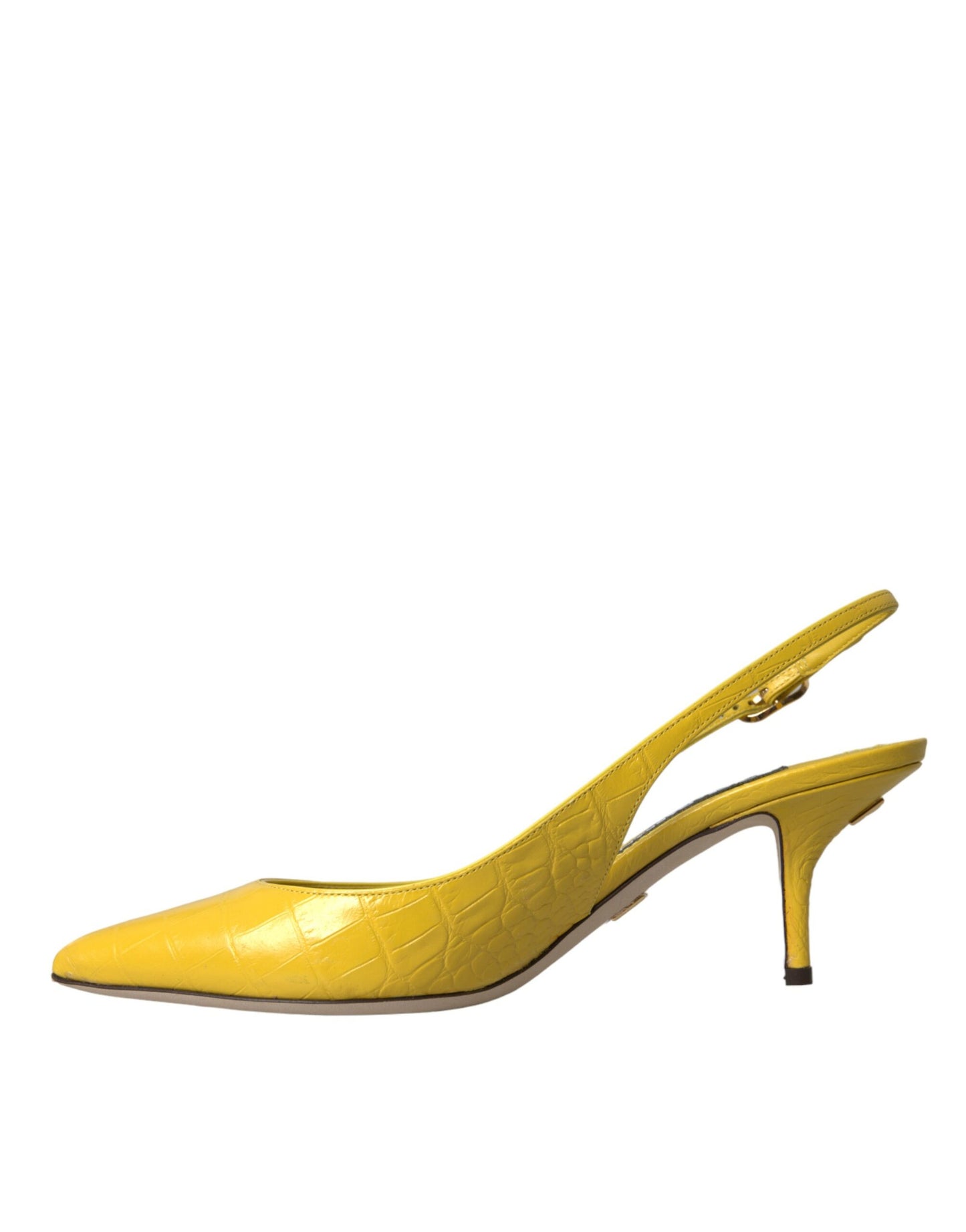 Dolce & Gabbana Yellow Leather Slingbacks Heels Shoes EU39 / US8.5