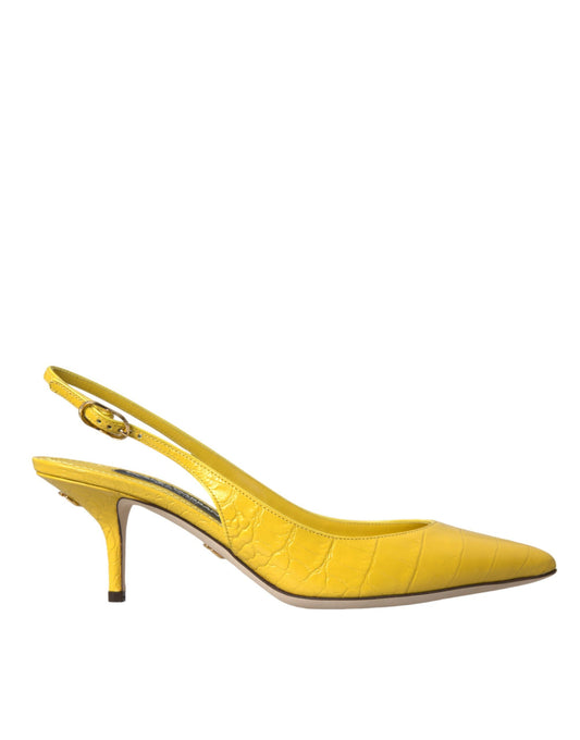 Dolce & Gabbana Yellow Leather Slingbacks Heels Shoes EU39 / US8.5