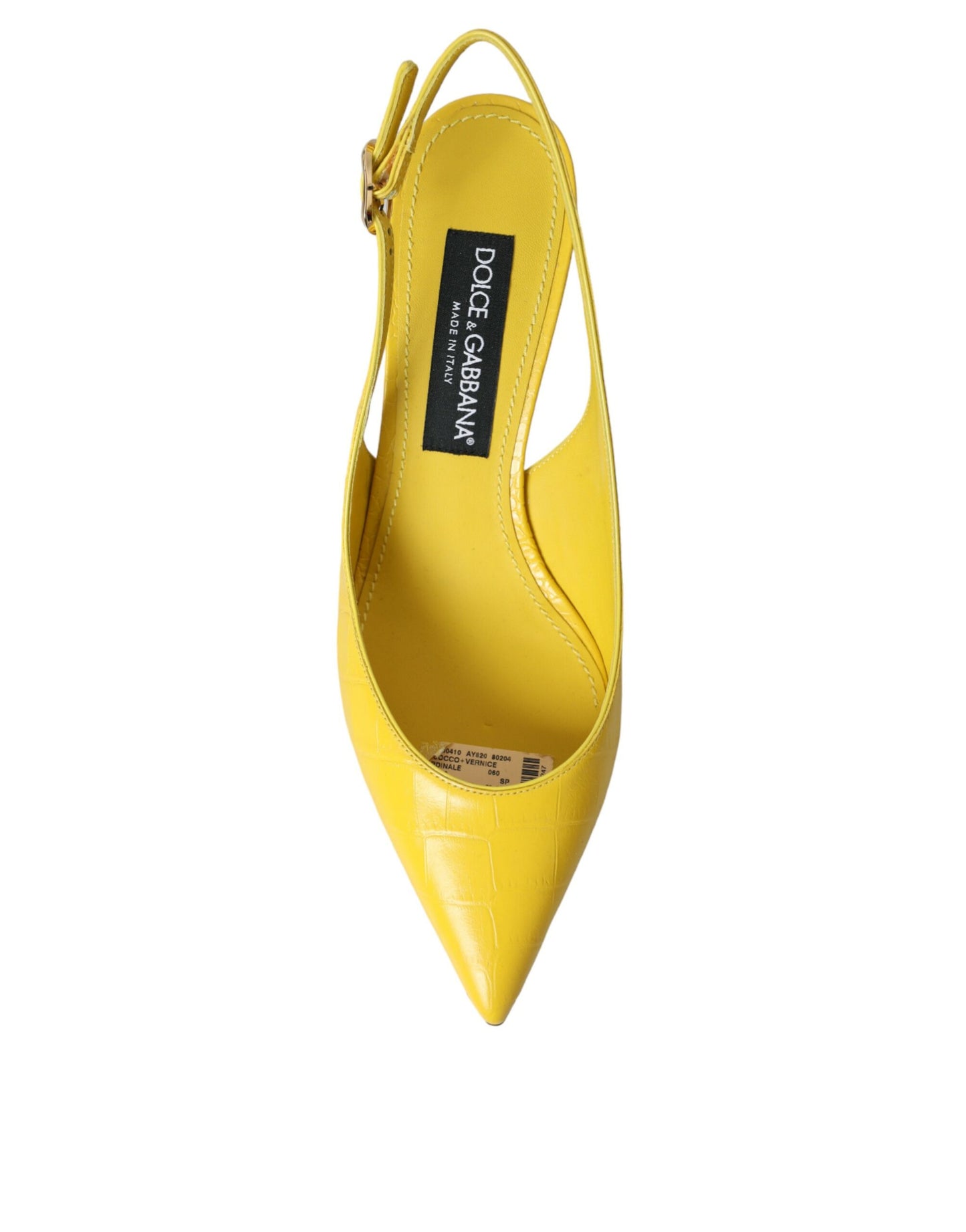 Dolce & Gabbana Yellow Leather Slingbacks Heels Shoes EU39 / US8.5