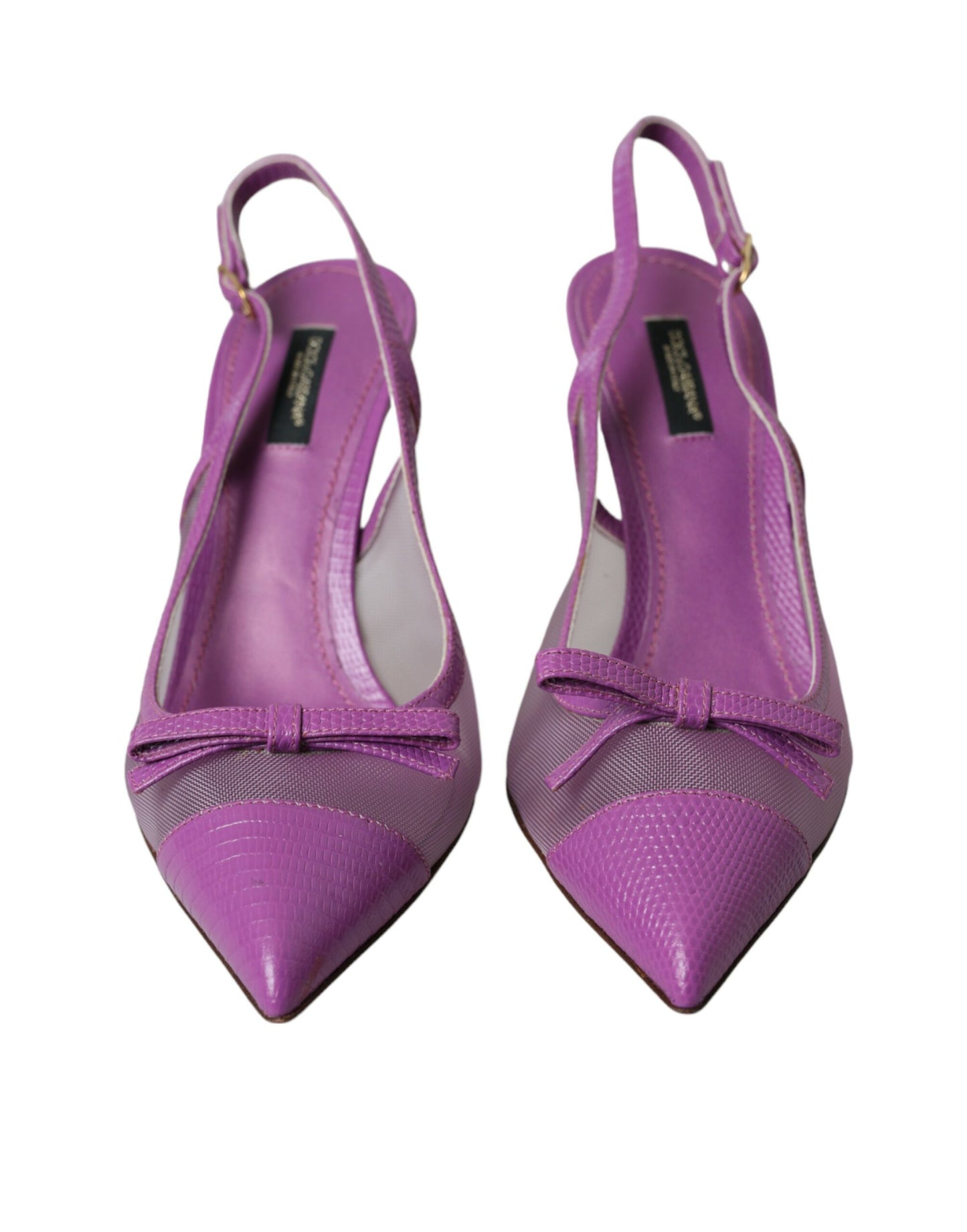 Dolce & Gabbana Purple Leather Mesh High Heels Slingback Shoes EU39 / US8.5