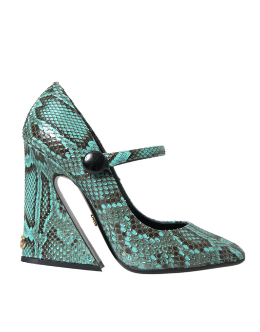 Dolce & Gabbana Aqua Python Leather Mary Jane Pumps Shoes EU39/US8.5