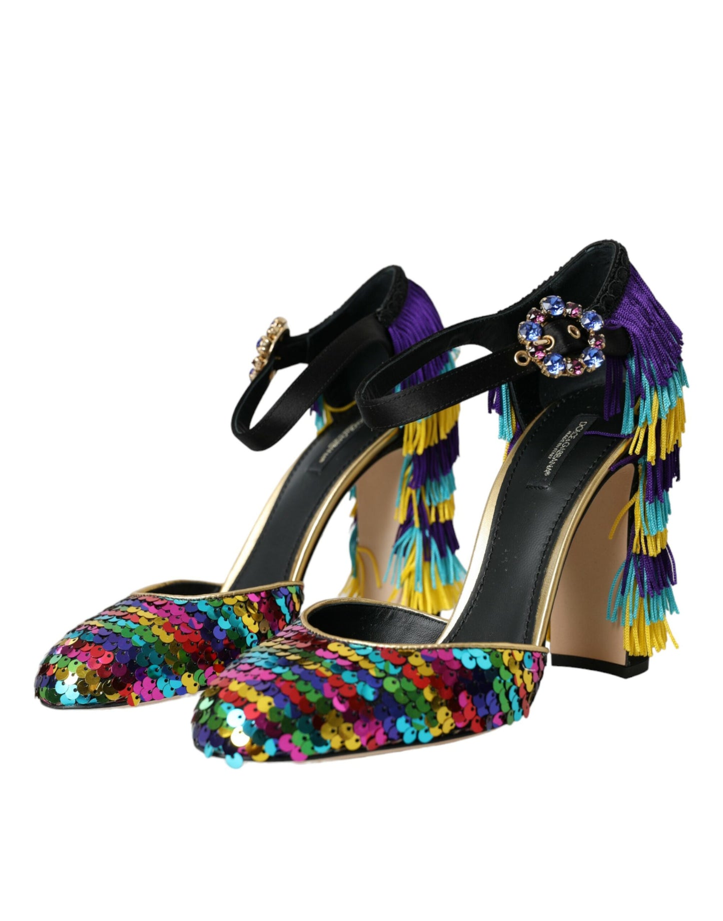 Dolce & Gabbana Multicolor Sequin Crystal Mary Jane Shoes EU40 / US9.5